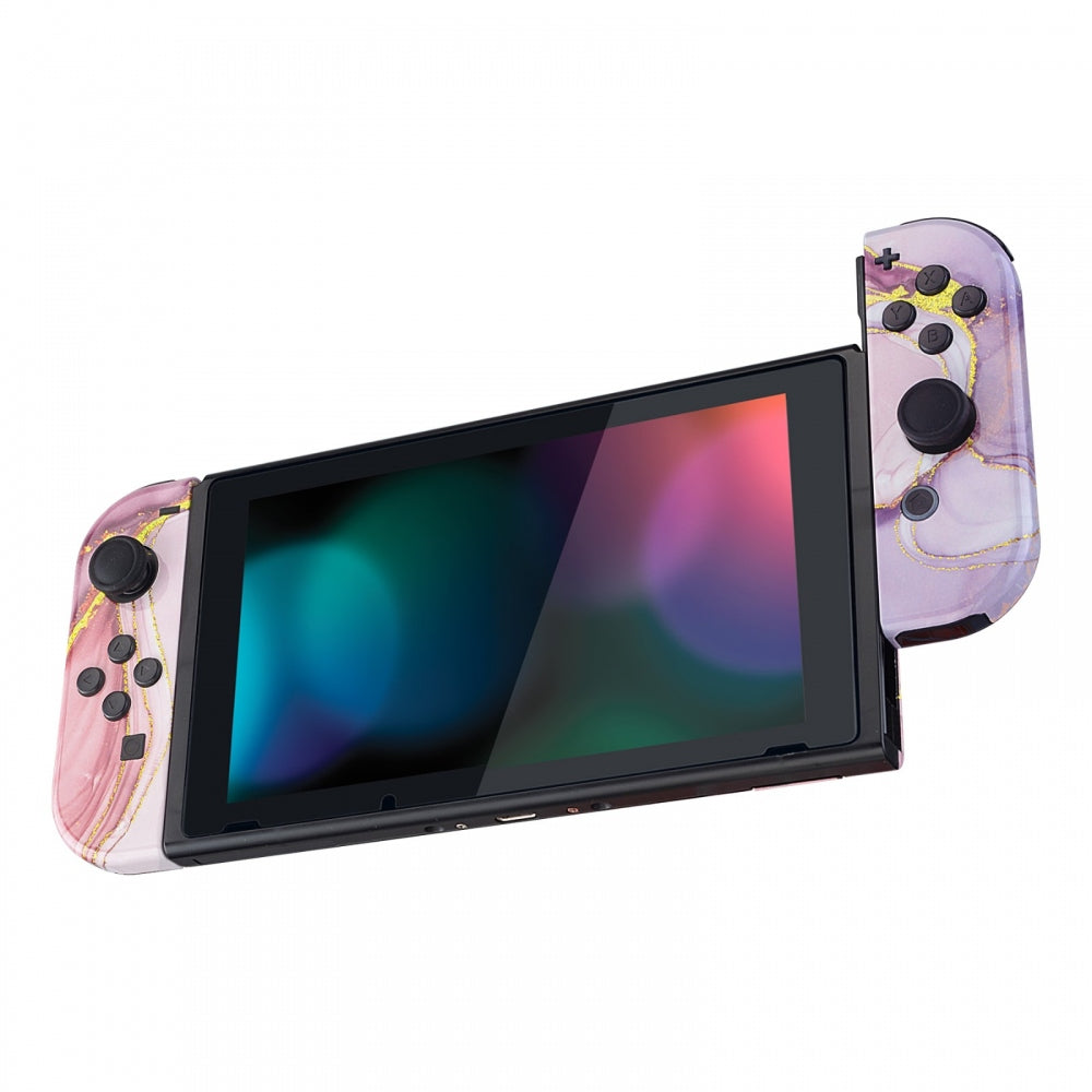 eXtremeRate Retail Cosmic Pink Gold Marble Effect Joycon Handheld Controller Housing with Buttons, DIY Replacement Shell Case for NS Switch JoyCon & OLED JoyCon - Joycon and Console NOT Included - CT112