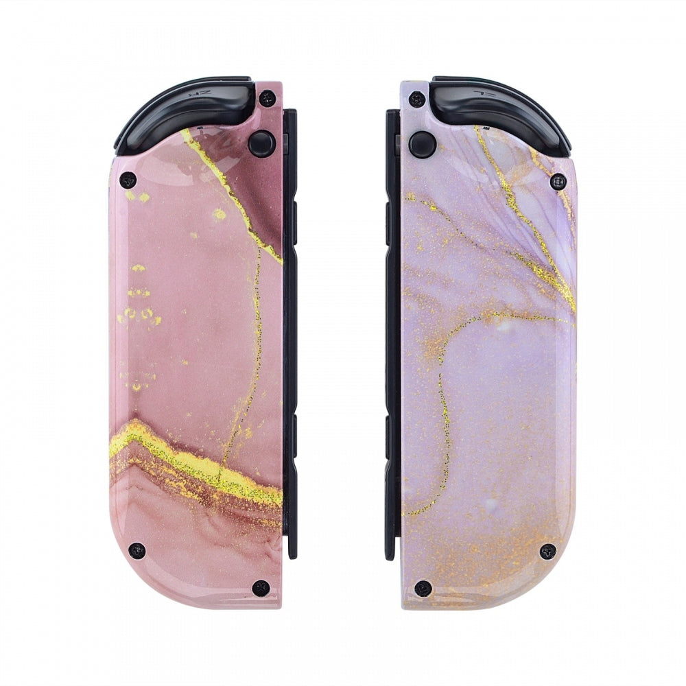 eXtremeRate Retail Cosmic Pink Gold Marble Effect Joycon Handheld Controller Housing with Buttons, DIY Replacement Shell Case for NS Switch JoyCon & OLED JoyCon - Joycon and Console NOT Included - CT112