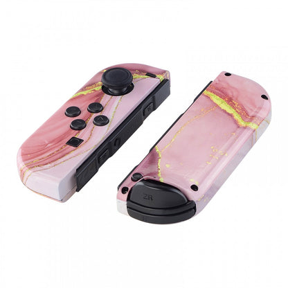 eXtremeRate Retail Cosmic Pink Gold Marble Effect Joycon Handheld Controller Housing with Buttons, DIY Replacement Shell Case for NS Switch JoyCon & OLED JoyCon - Joycon and Console NOT Included - CT112