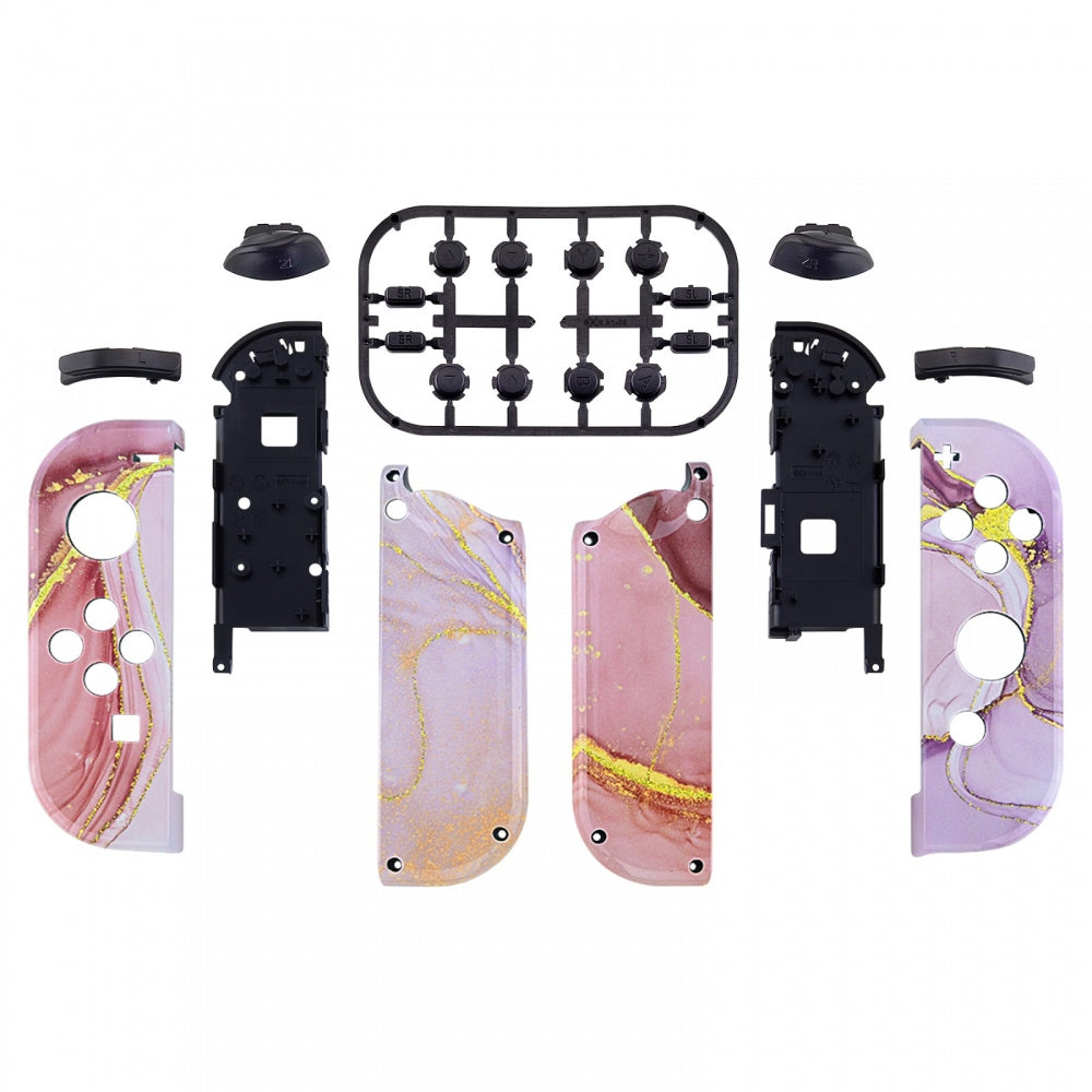 eXtremeRate Retail Cosmic Pink Gold Marble Effect Joycon Handheld Controller Housing with Buttons, DIY Replacement Shell Case for NS Switch JoyCon & OLED JoyCon - Joycon and Console NOT Included - CT112