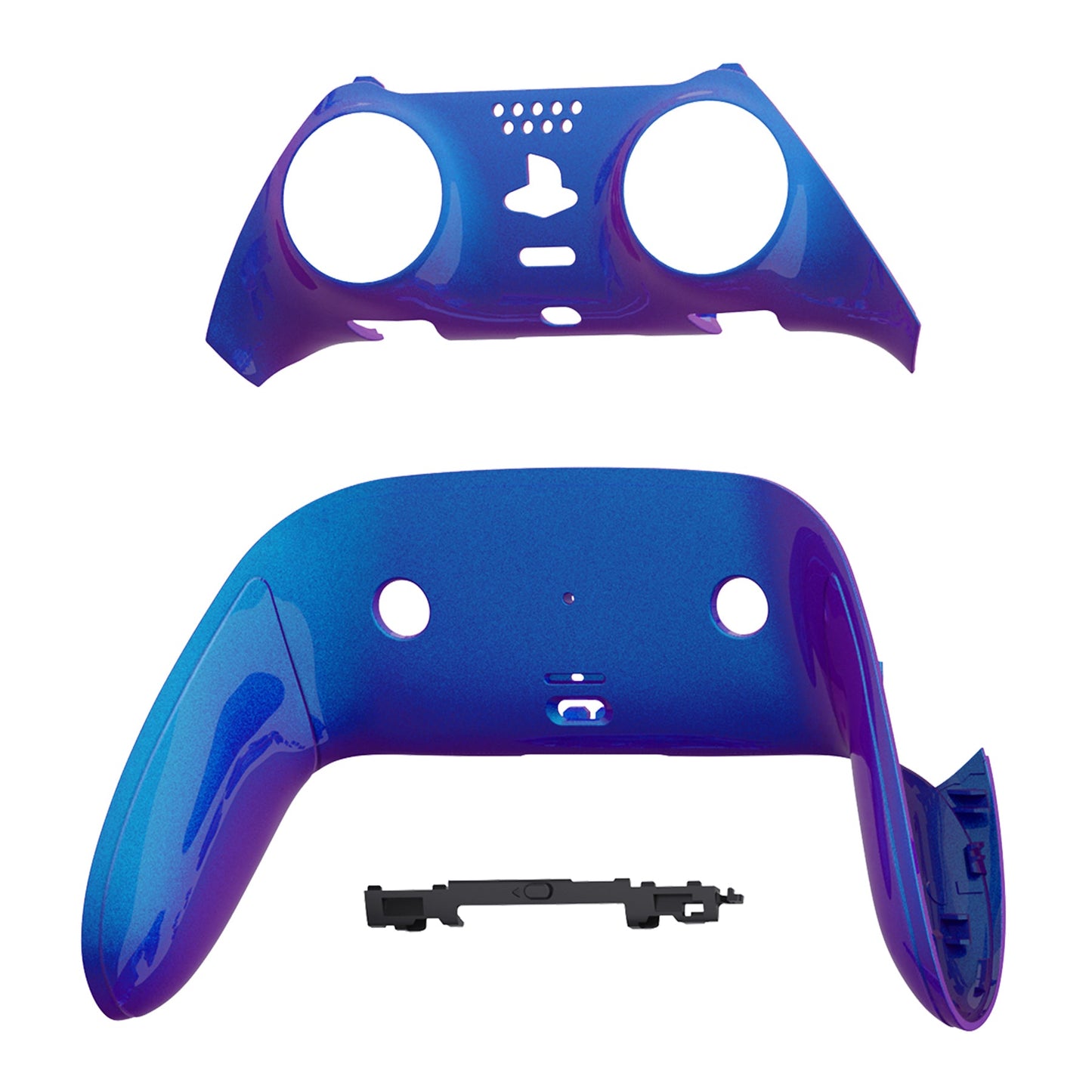 Replacement Top Bottom Decorative Trim Shell Compatible with PS5 Edge Controller - Chameleon Purple Blue eXtremeRate