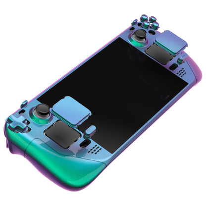 eXtremeRate Retail Chameleon Green Purple Custom Full Set Shell with Buttons for Steam Deck Console