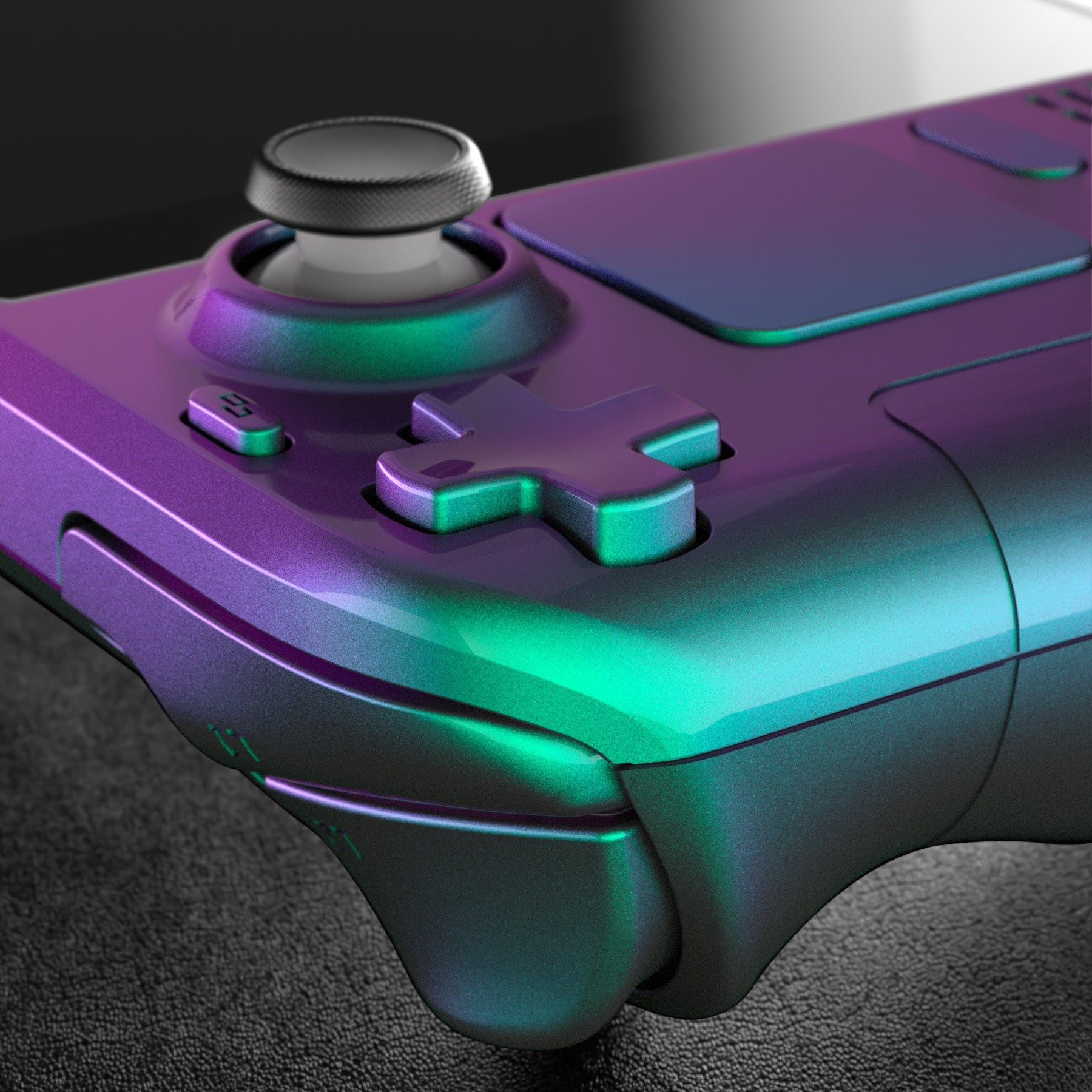 eXtremeRate Retail Chameleon Green Purple Custom Full Set Shell with Buttons for Steam Deck Console