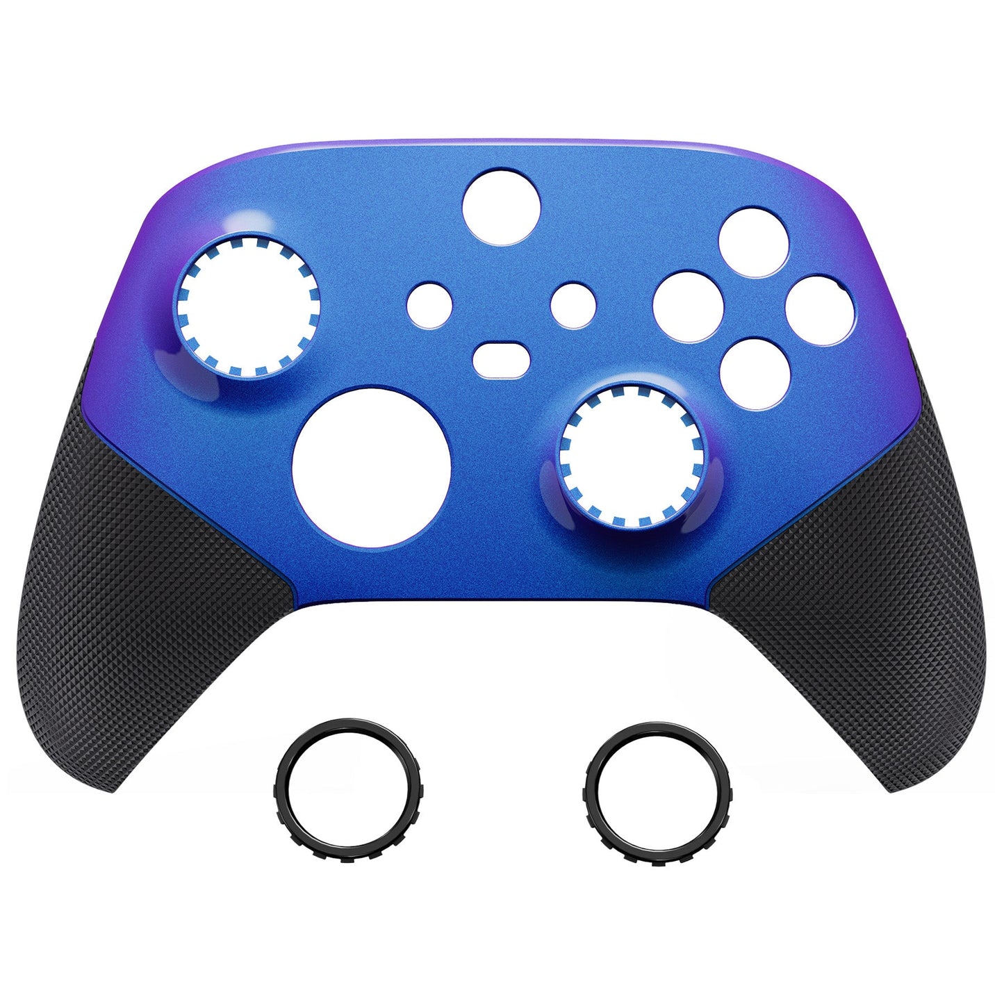 eXtremeRate Retail Chameleon Purple Blue ASR Version Performance Rubberized Grip Front Housing Shell  with Accent Rings for Xbox Series X/S Controller - FX3C3002