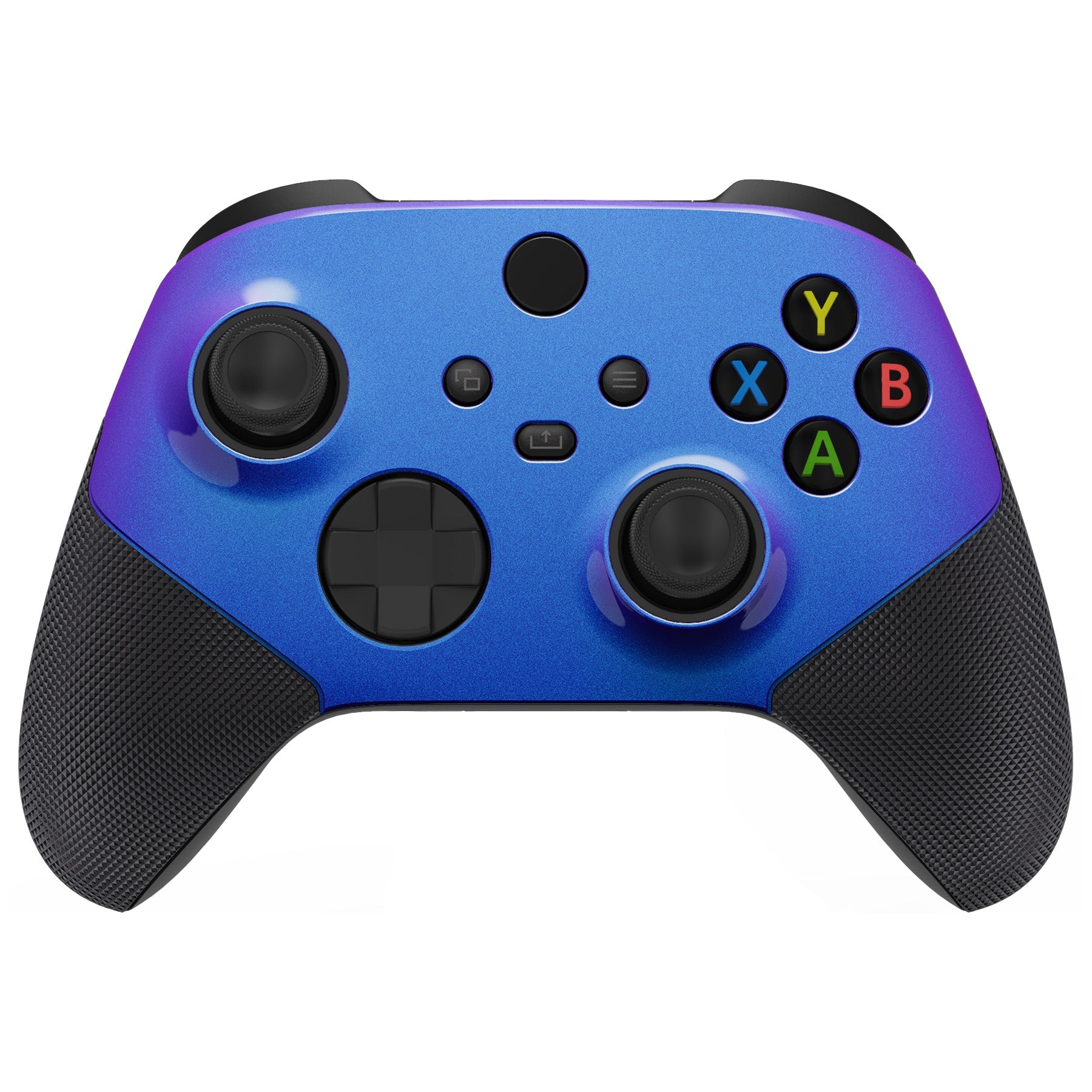 eXtremeRate Retail Chameleon Purple Blue ASR Version Performance Rubberized Grip Front Housing Shell  with Accent Rings for Xbox Series X/S Controller - FX3C3002