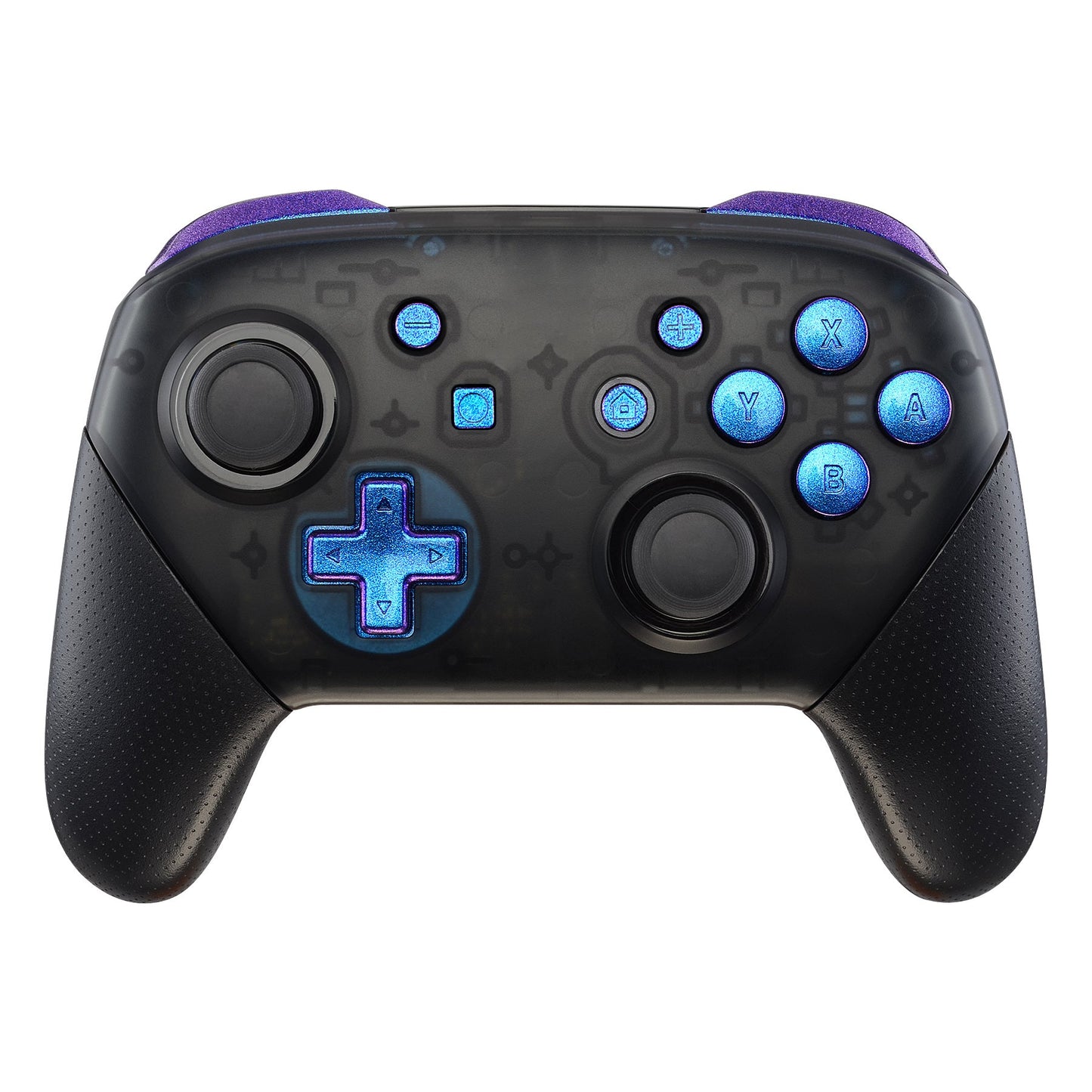 eXtremeRate Retail Purple Blue Chameleon Repair ABXY D-pad Keys ZR ZL L R Buttons for Nintendo Switch Pro Controller, Glossy DIY Replacement Full Set Buttons with Tools for Nintendo Switch Pro - Controller NOT Included - KRP301