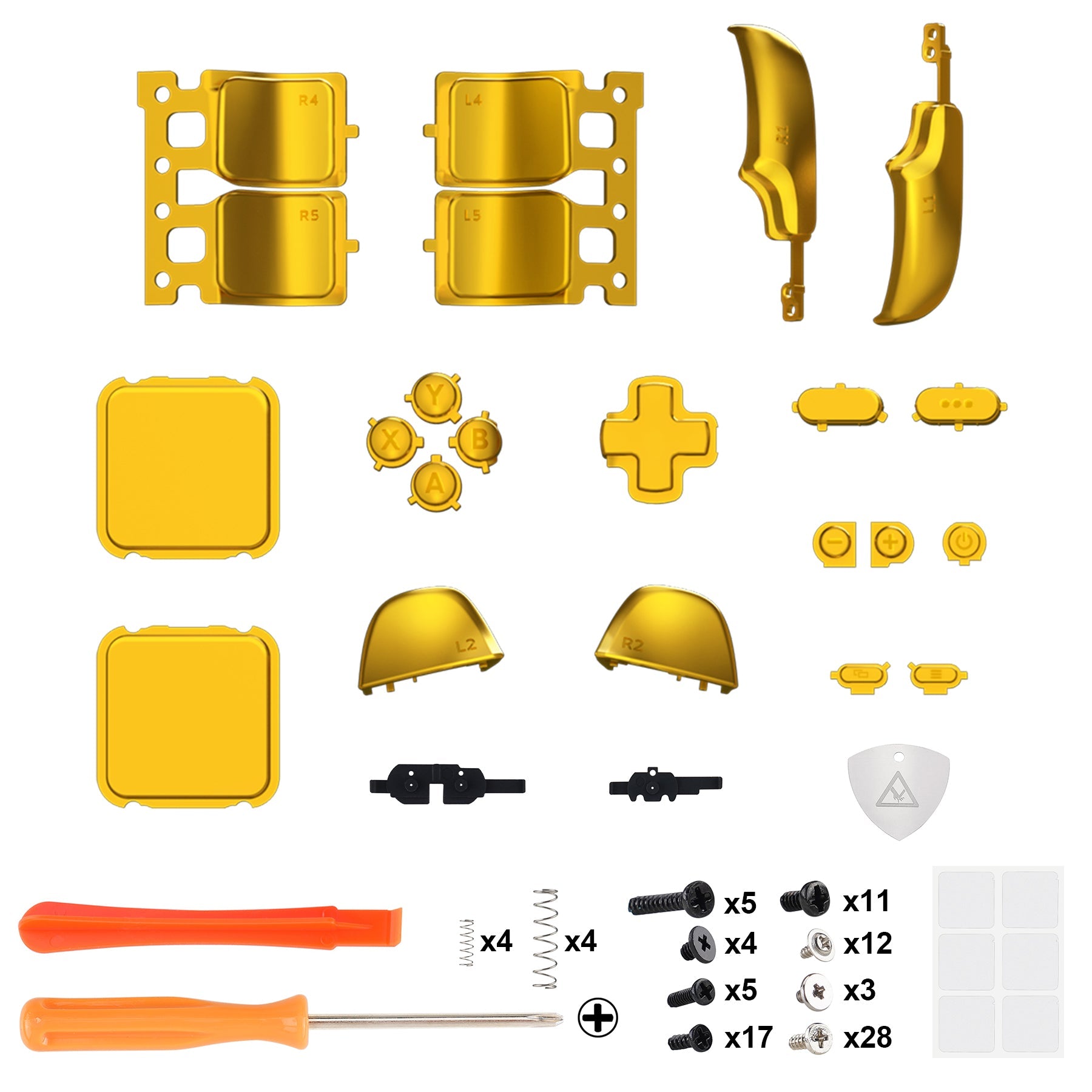 eXtremeRate Retail Chrome Gold Replacement Full Set Buttons for Steam Deck Console - JESDD001