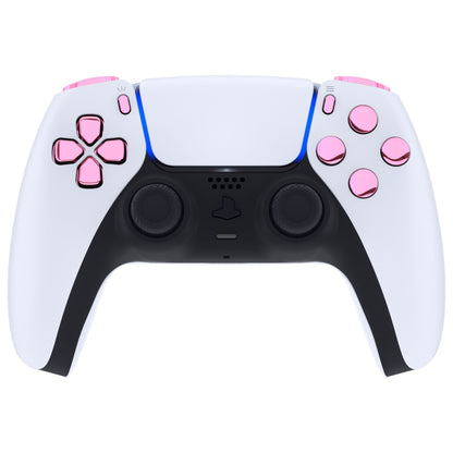 Replacement Full Set Buttons Compatible with PS5 Controller BDM-030 - Chrome Pink eXtremeRate