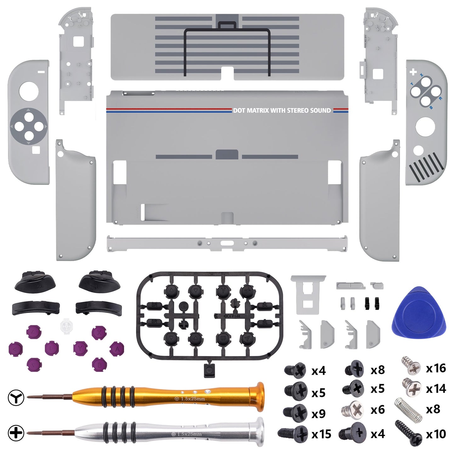 eXtremeRate Retail Replacement Soft Touch Full Set Shell for Nintendo Switch OLED - Classic 1989 GB DMG-01- QNSOY7004