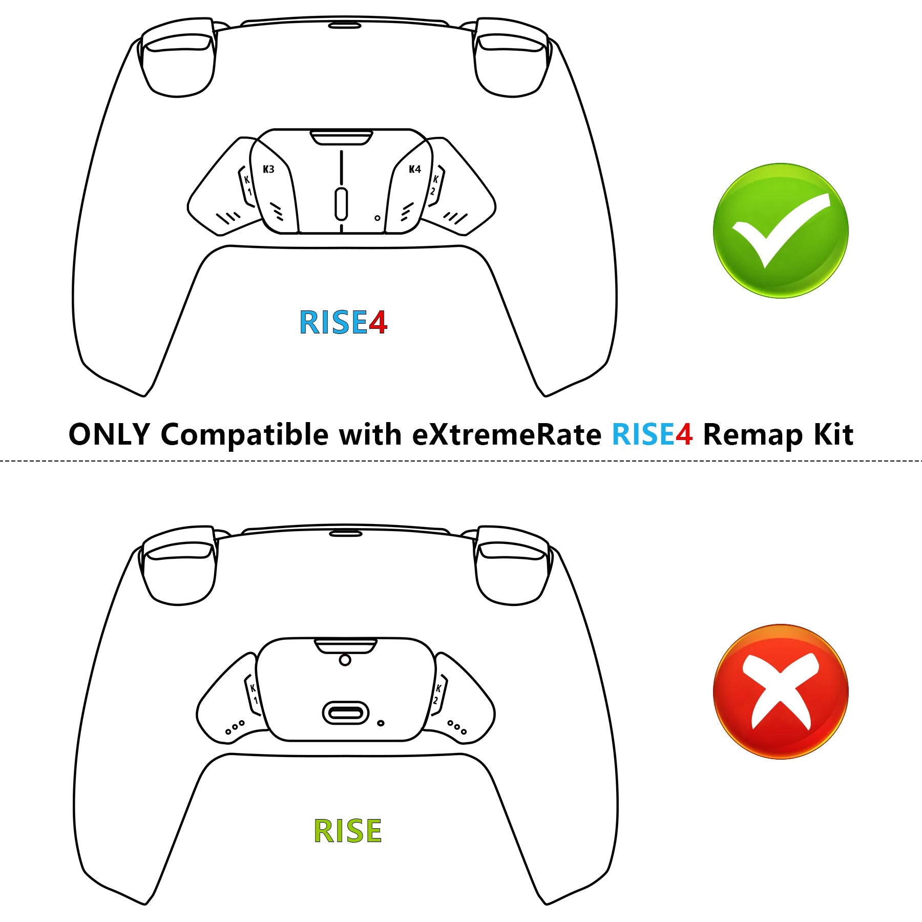 eXtremeRate Retail Classic Gray Replacement Redesigned K1 K2 K3 K4 Back Buttons Housing Shell for PS5 Controller RISE4 Remap Kit - Controller & RISE4 Remap Board NOT Included - VPFM5009