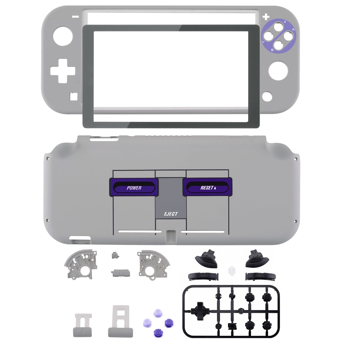 eXtremeRate Retail Classic SNES Style DIY Replacement Shell for Nintendo Switch Lite, NSL Handheld Controller Housing with Screen Protector, Custom Case Cover for Nintendo Switch Lite - DLT138