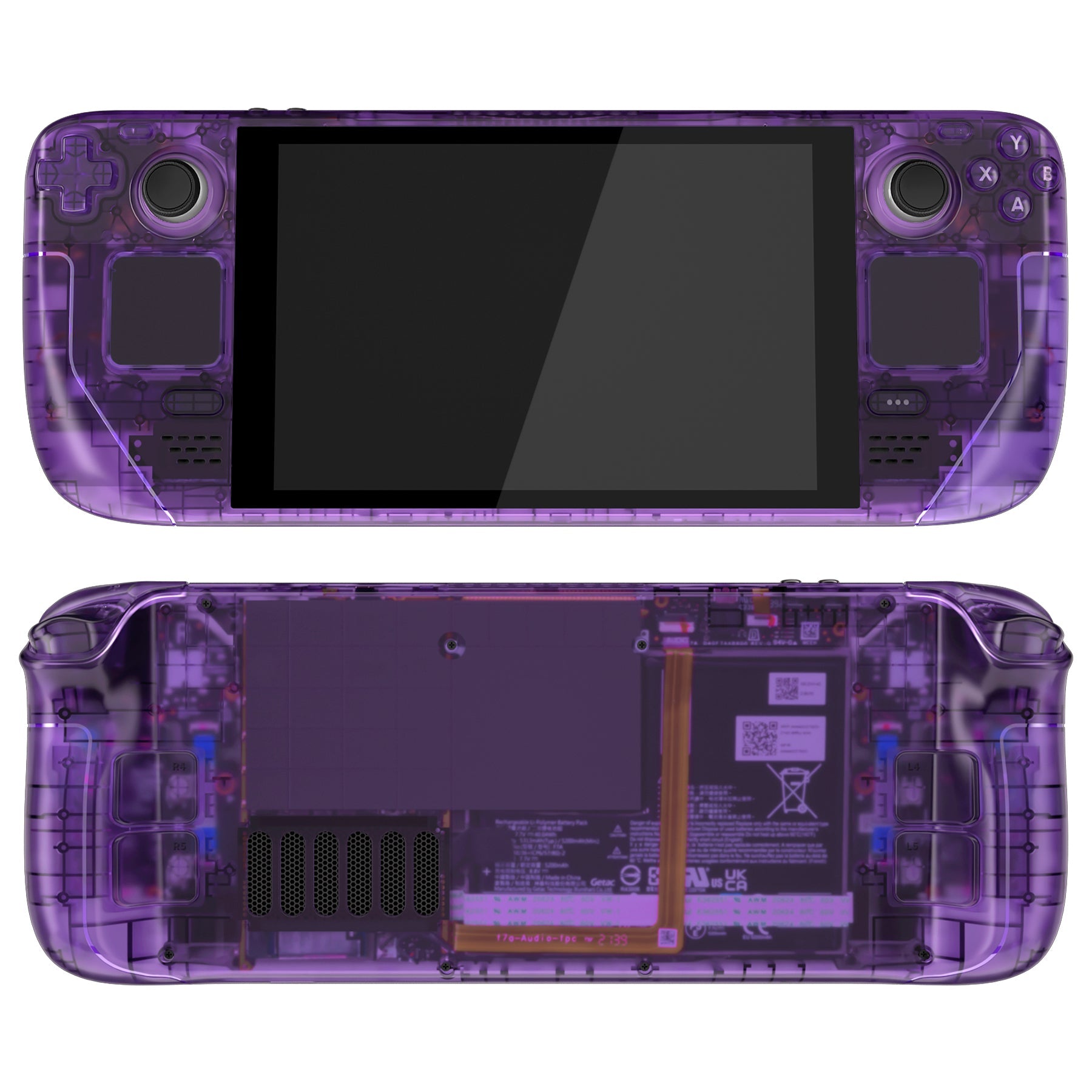 eXtremeRate Retail Clear Atomic Purple Custom Full Set Shell with Buttons for Steam Deck Console