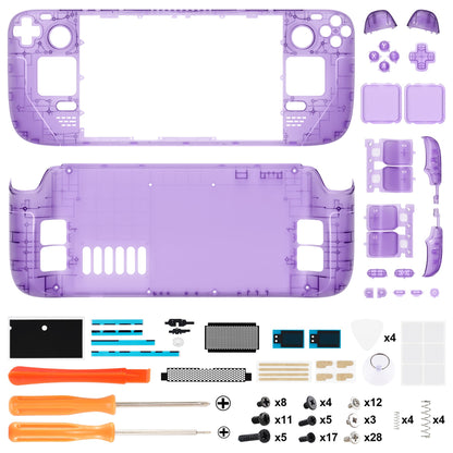 eXtremeRate Retail Clear Atomic Purple Custom Full Set Shell with Buttons for Steam Deck Console