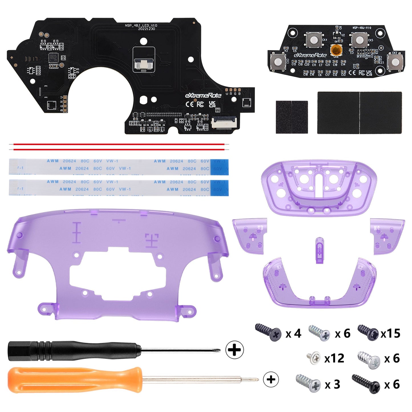 eXtremeRate Retail Remappable RISE4 Remap Kit for Nintendo Switch Pro Controller - Clear Atomic Purple - XGNPM002