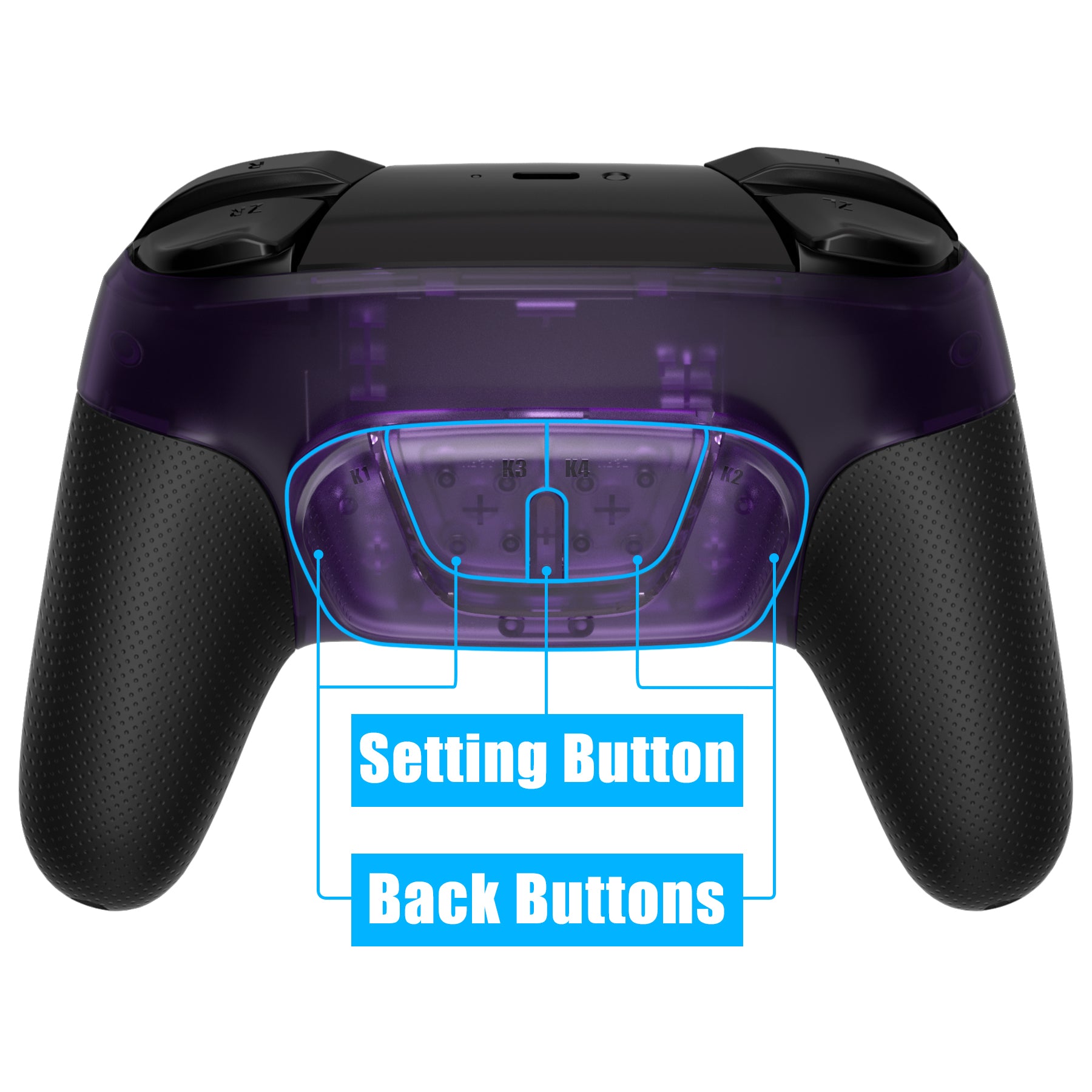 eXtremeRate Retail Remappable RISE4 Remap Kit for Nintendo Switch Pro Controller - Clear Atomic Purple - XGNPM002