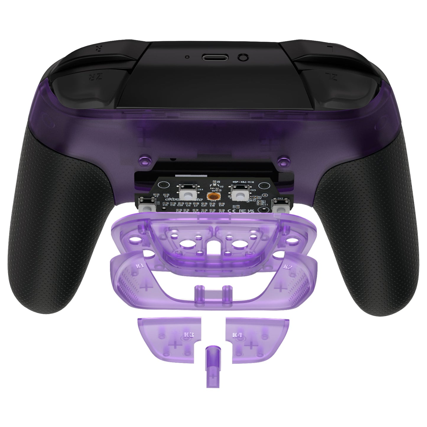 eXtremeRate Retail Remappable RISE4 Remap Kit for Nintendo Switch Pro Controller - Clear Atomic Purple - XGNPM002