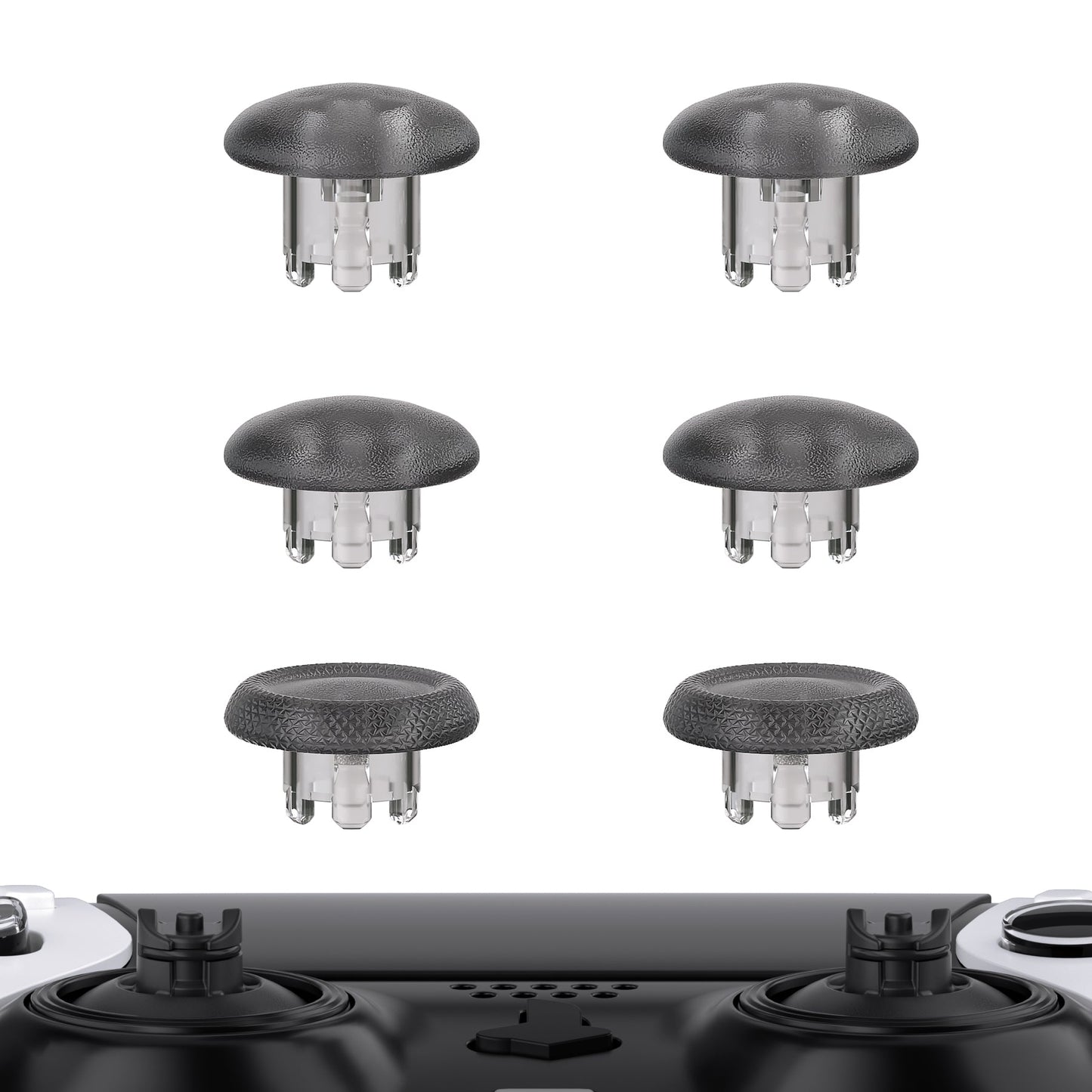 eXtremeRate Retail Clear Black Replacement Swappable Thumbsticks for PS5 Edge Controller, Custom Interchangeable Analog Stick Joystick Caps for PS5 Edge Controller - Controller & Thumbsticks Base NOT Included - P5J103