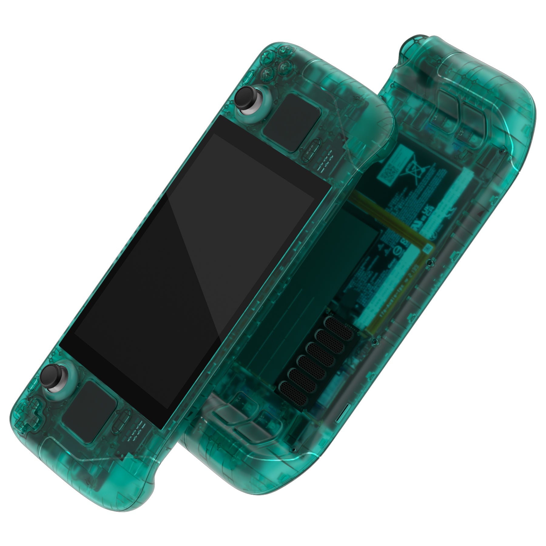 eXtremeRate Retail Clear Emerald Green Custom Full Set Shell with Buttons for Steam Deck Console