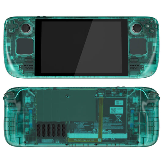 eXtremeRate Retail Clear Emerald Green Custom Full Set Shell with Buttons for Steam Deck Console