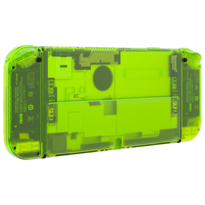 eXtremeRate Retail Clear Lime Green Custom Full Set Shell for Nintendo Switch OLED, DIY Replacement Console Back Plate & Kickstand, NS Joycon Handheld Controller Housing with Colorful Buttons for Nintendo Switch OLED - QNSOM5008