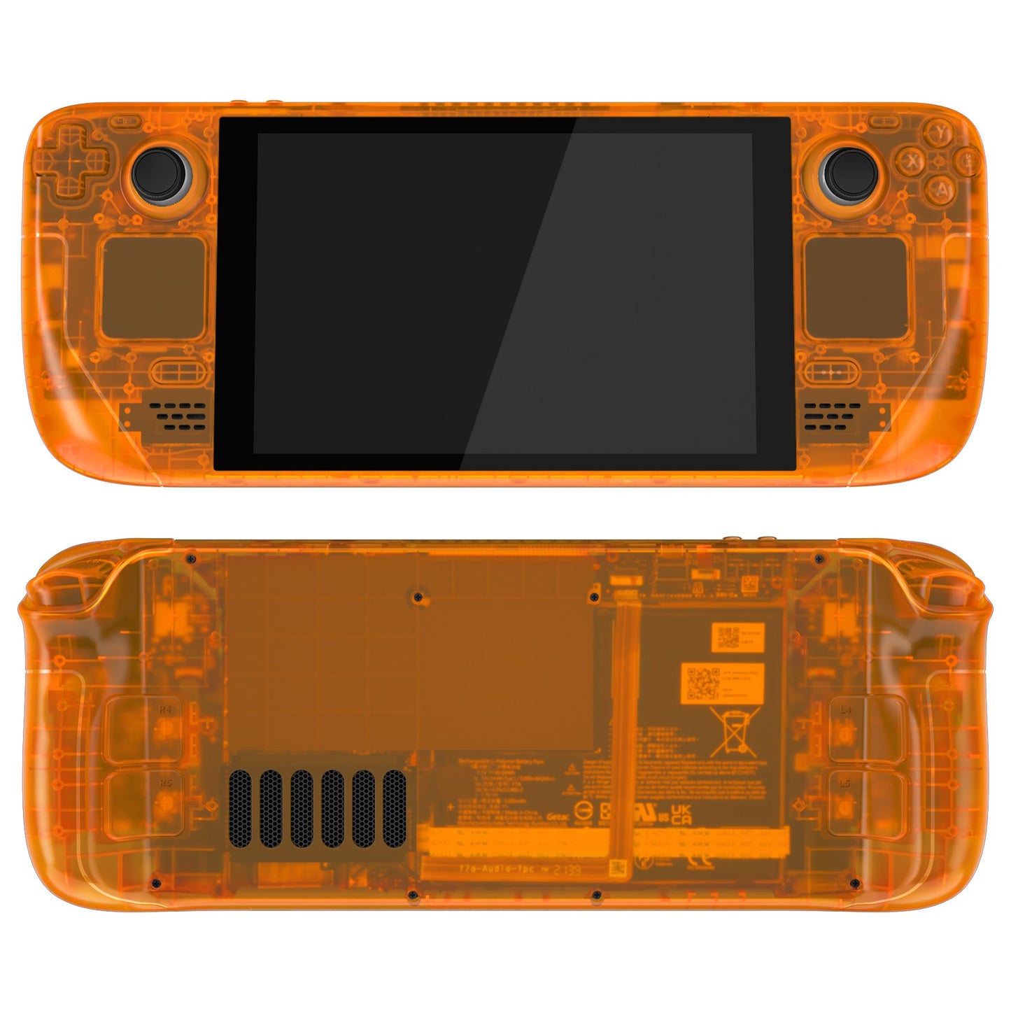 Custom Full Set Shell with Buttons for Steam Deck Console - Clear Orange eXtremeRate