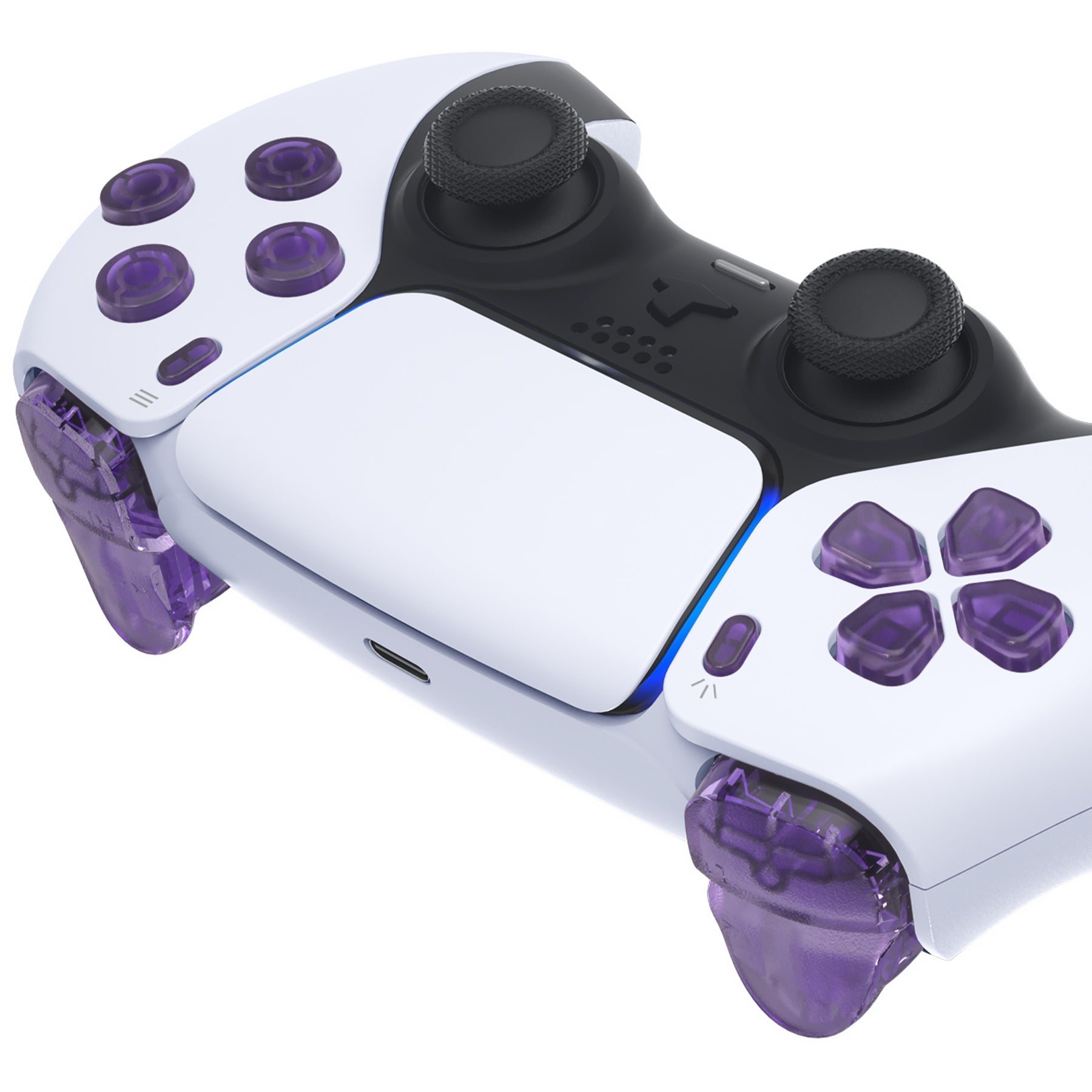 eXtremeRate Replacement Full Set Buttons Compatible with PS5 Controller BDM-030/040 - Clear Atomic Purple eXtremeRate