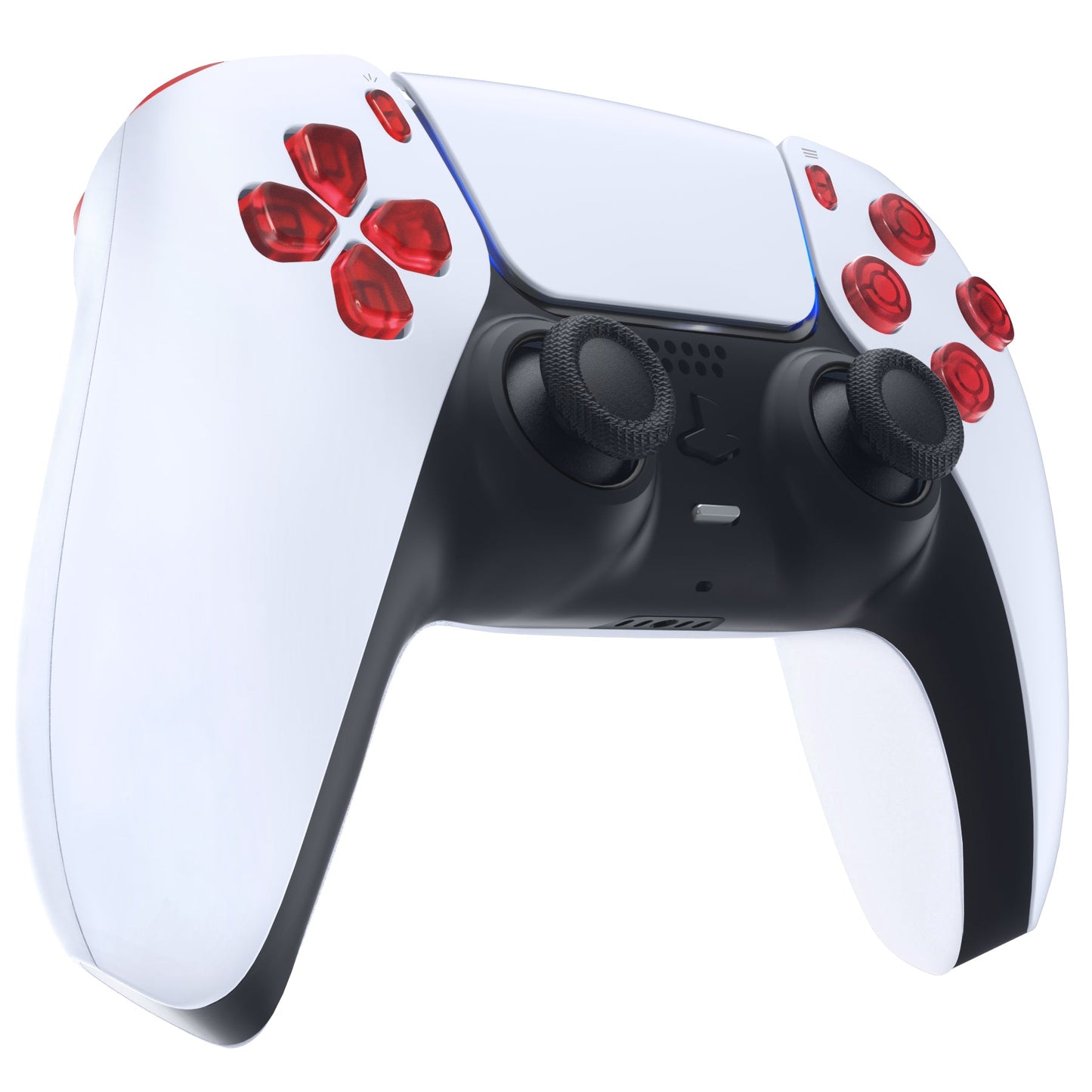 eXtremeRate Replacement Full Set Buttons Compatible with PS5 Controller BDM-030/040 - Clear Red eXtremeRate