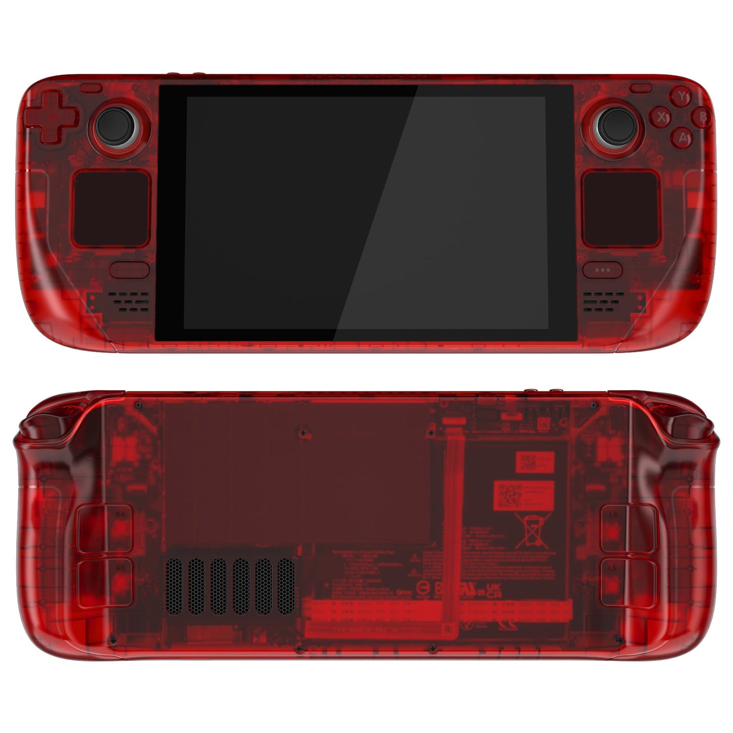 eXtremeRate Retail Clear Red Custom Full Set Shell with Buttons for Steam Deck Console