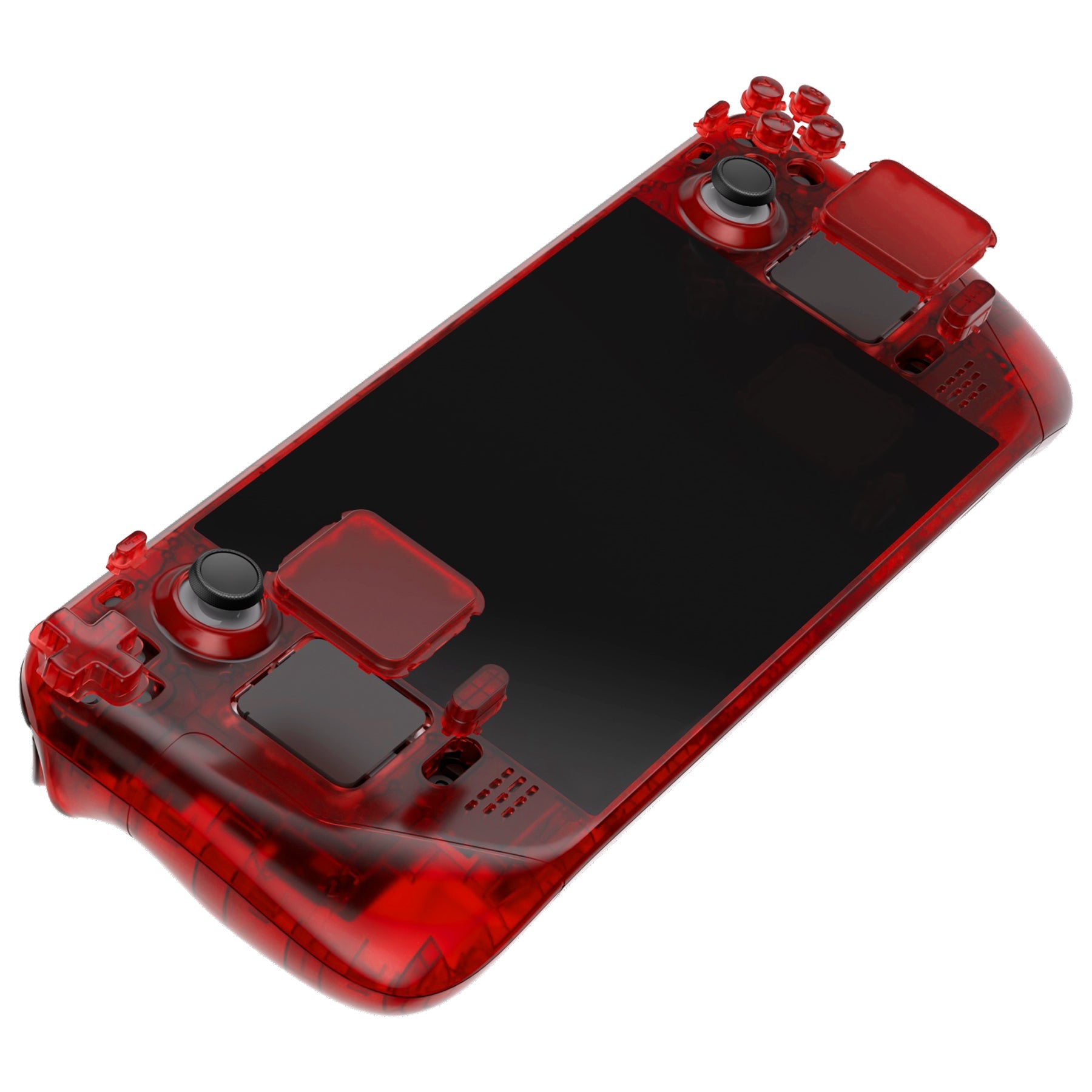 eXtremeRate Retail Clear Red Custom Full Set Shell with Buttons for Steam Deck Console