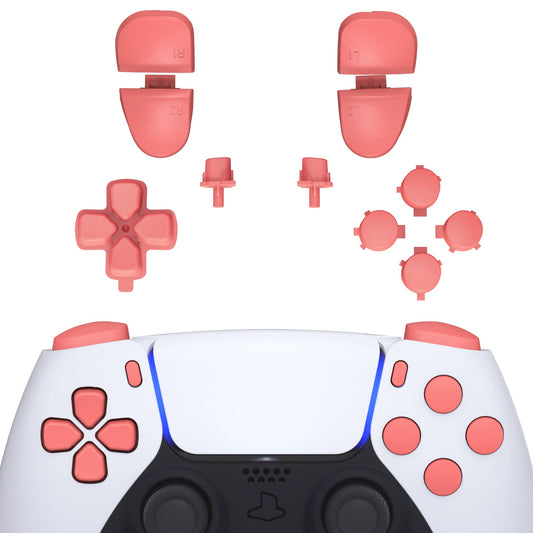 Replacement Full Set Buttons Compatible with PS5 Controller BDM-030 - Coral eXtremeRate