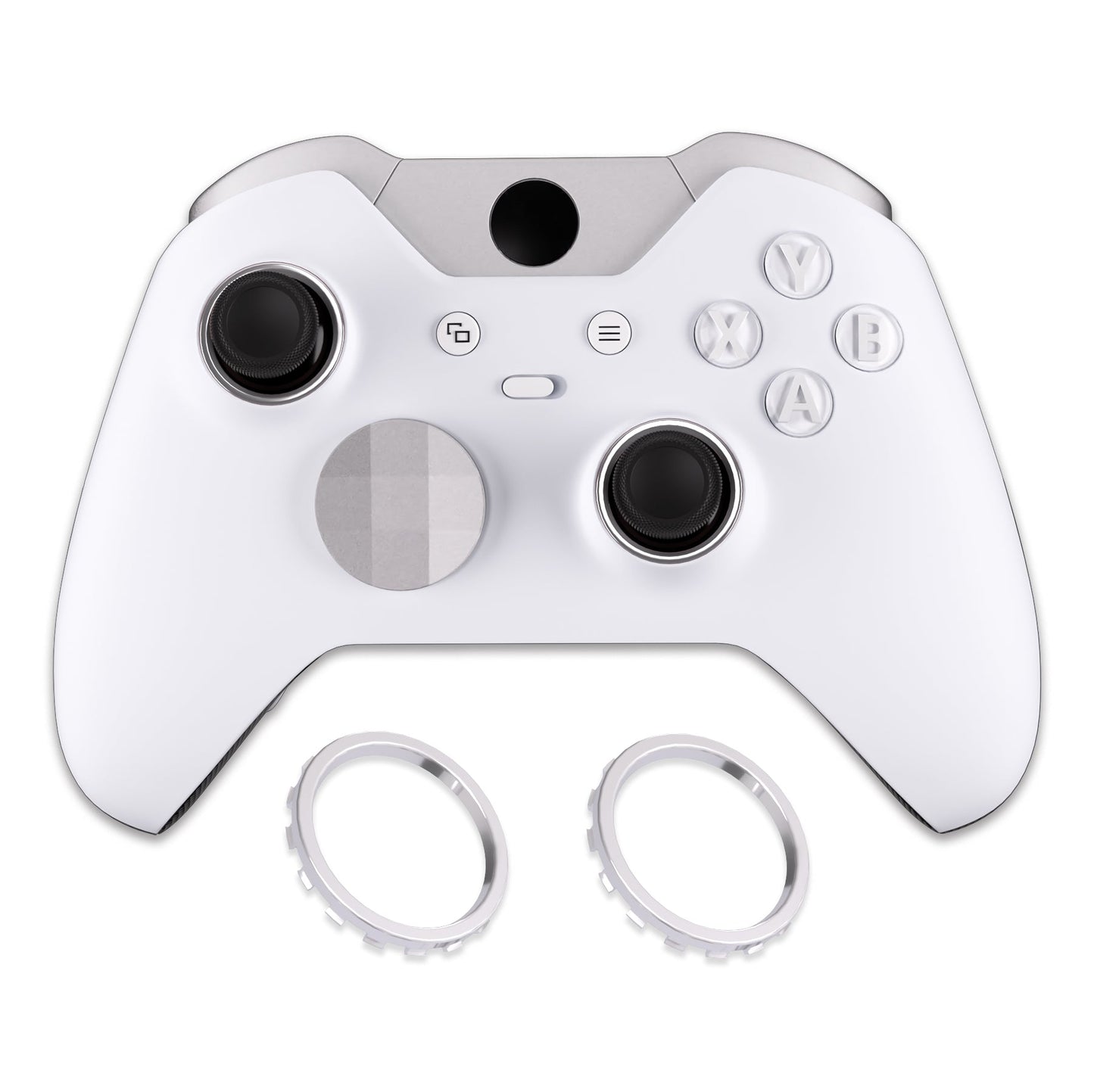 eXtremeRate Custom Accent Rings for eXtremeRate ASR Version Shell, Compatible with Xbox Series X/S Controller & Xbox One Elite (Model 1698) & Elite Series 2 (Model 1797 and Core Model 1797) Controller - Chrome Silver eXtremeRate