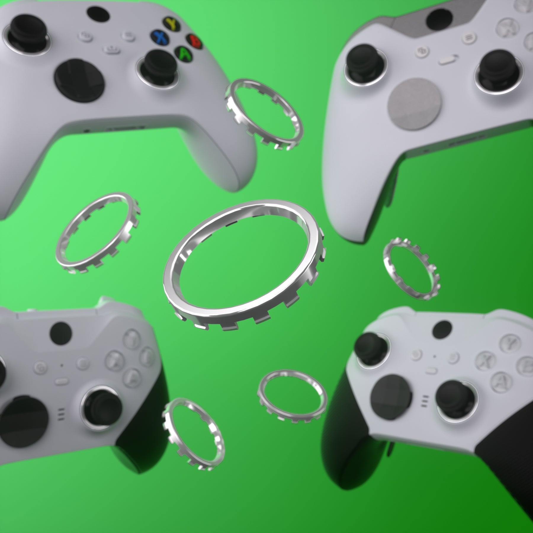 eXtremeRate Custom Accent Rings for eXtremeRate ASR Version Shell, Compatible with Xbox Series X/S Controller & Xbox One Elite (Model 1698) & Elite Series 2 (Model 1797 and Core Model 1797) Controller - Chrome Silver eXtremeRate