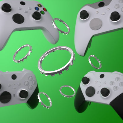 eXtremeRate Custom Accent Rings for eXtremeRate ASR Version Shell, Compatible with Xbox Series X/S Controller & Xbox One Elite (Model 1698) & Elite Series 2 (Model 1797 and Core Model 1797) Controller - Chrome Silver eXtremeRate