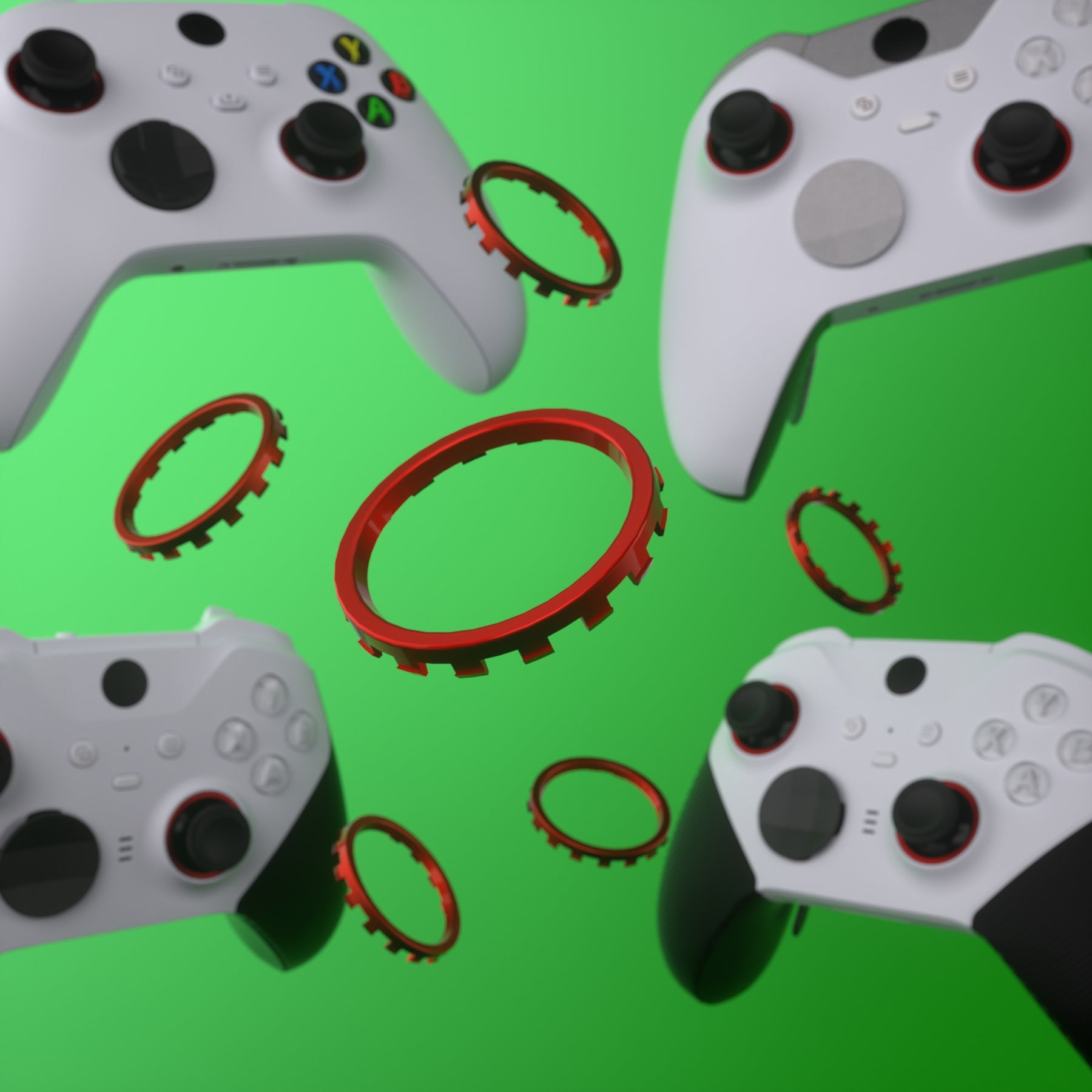 eXtremeRate Custom Accent Rings for eXtremeRate ASR Version Shell, Compatible with Xbox Series X/S Controller & Xbox One Elite (Model 1698) & Elite Series 2 (Model 1797 and Core Model 1797) Controller - Scarlet Red eXtremeRate