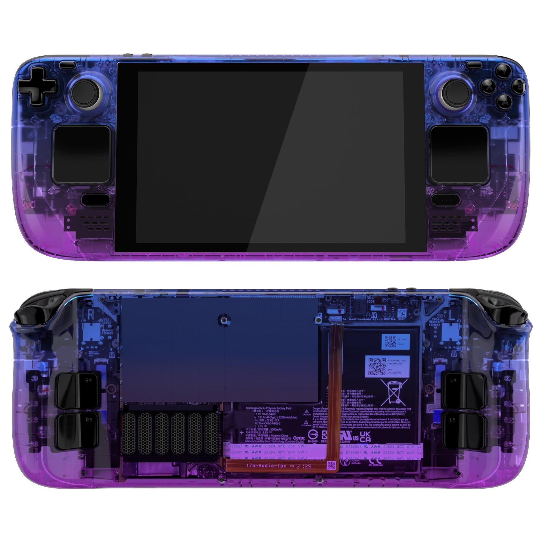 Custom Full Set Shell with Buttons for Steam Deck Console - Gradient Translucent Bluebell eXtremeRate