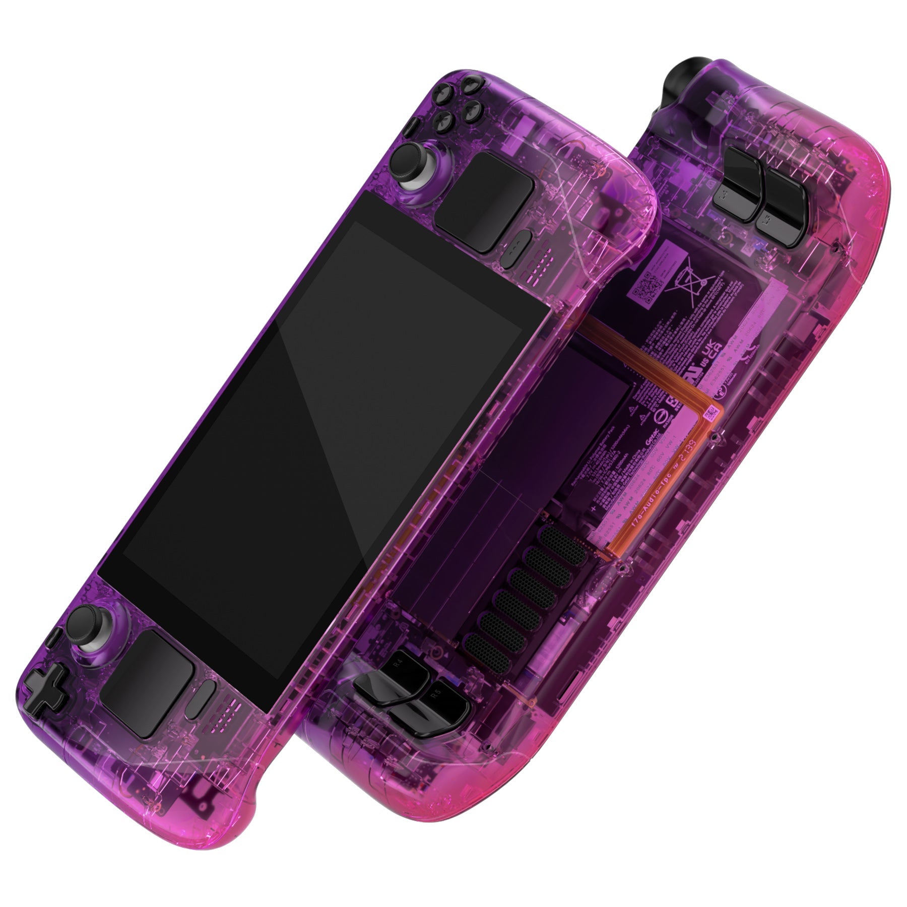 Custom Full Set Shell with Buttons for Steam Deck Console - Gradient Translucent Purple Rose Red eXtremeRate