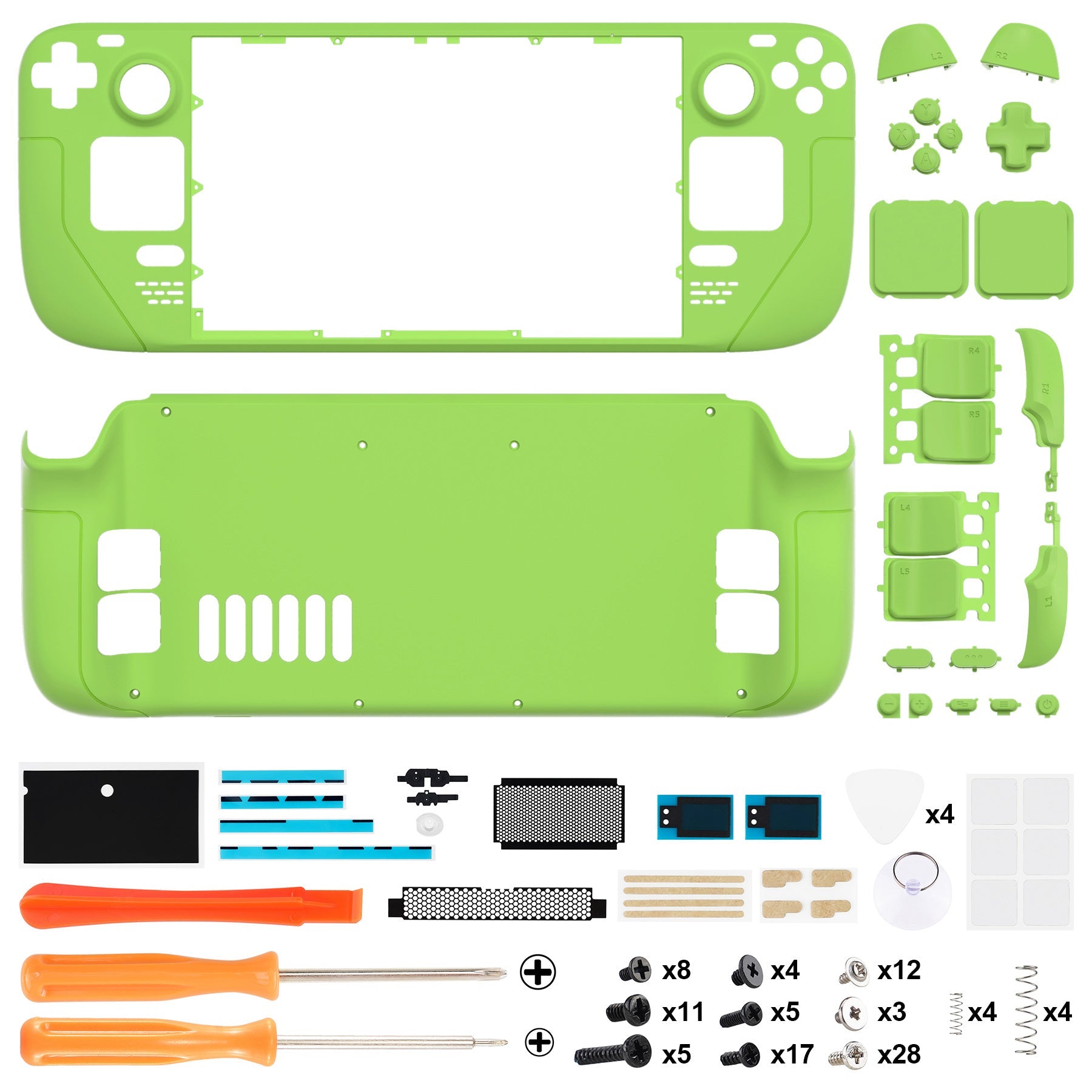 Custom Full Set Shell with Buttons for Steam Deck Console - Green eXtremeRate