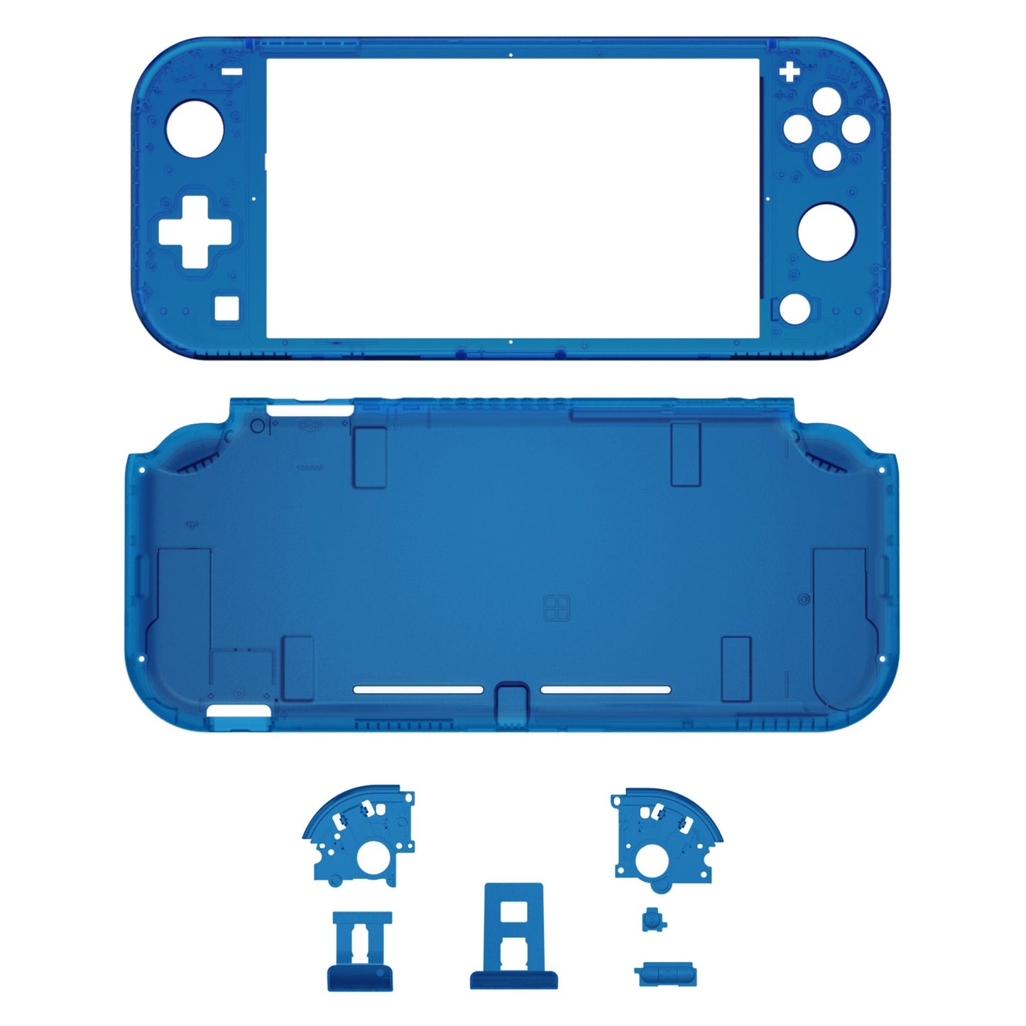 eXtremeRate Retail Transparent Clear Blue DIY Replacement Shell for NS Switch Lite, NSL Handheld Controller Housing with Screen Protector, Custom Case Cover for NS Switch Lite - DLM504