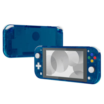 eXtremeRate Retail Transparent Clear Blue DIY Replacement Shell for NS Switch Lite, NSL Handheld Controller Housing with Screen Protector, Custom Case Cover for NS Switch Lite - DLM504