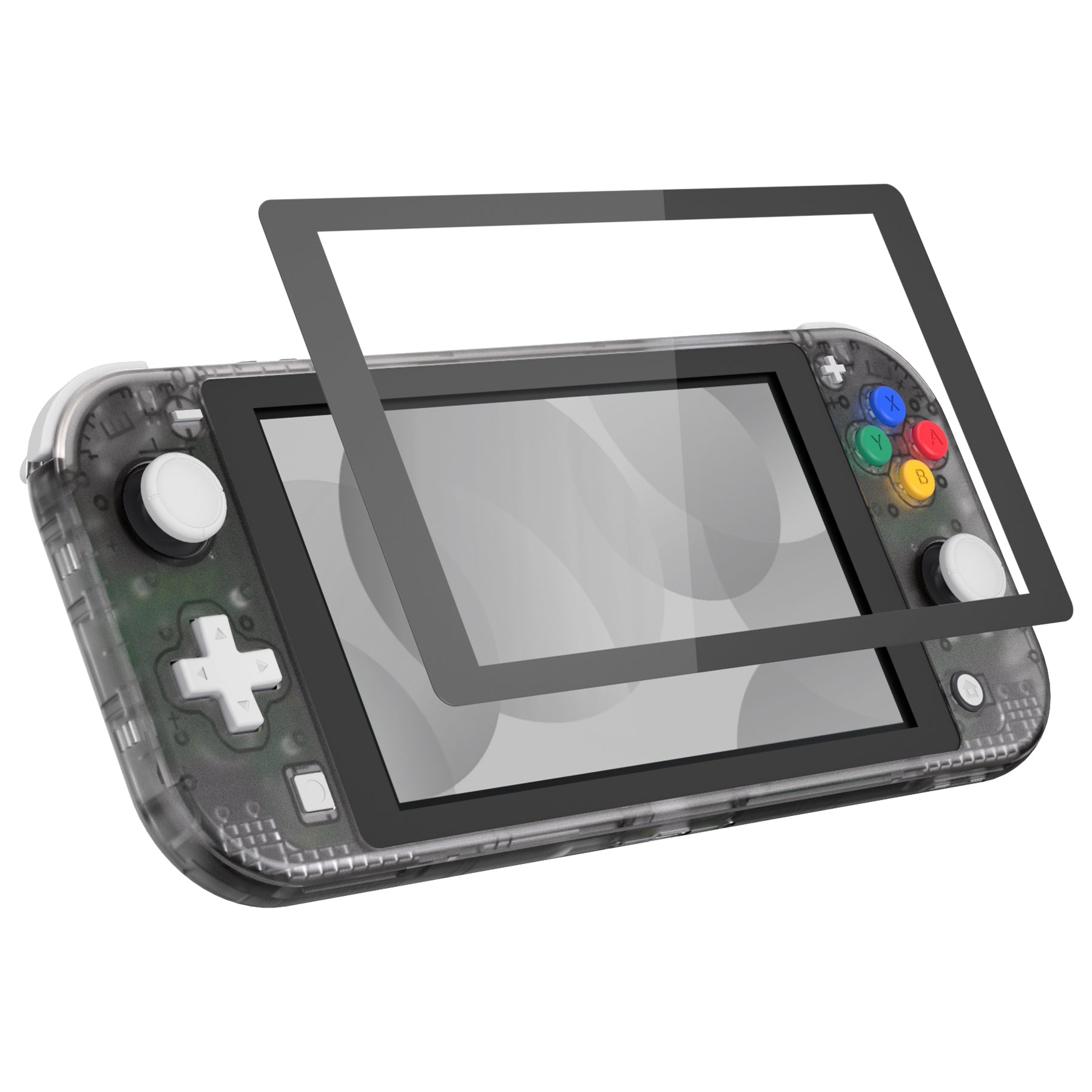 eXtremeRate Retail Clear Black DIY Replacement Shell for NS Switch Lite, NSL Handheld Controller Housing w/ Screen Protector, Custom Case Cover for NS Switch Lite - DLM509