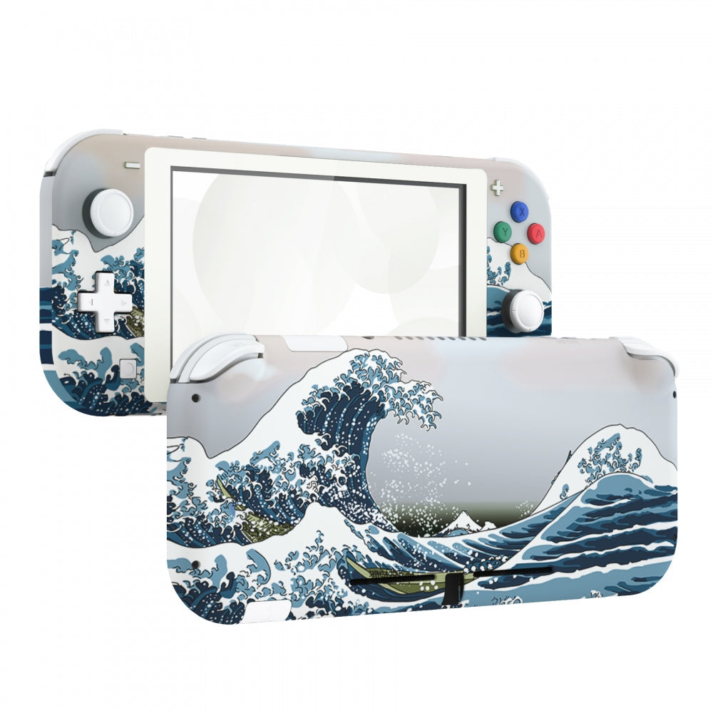 eXtremeRate Retail Soft Touch The Great Wave DIY Replacement Shell for Nintendo Switch Lite, NSL Handheld Controller Housing with Screen Protector, Custom Case Cover for Nintendo Switch Lite - DLT106