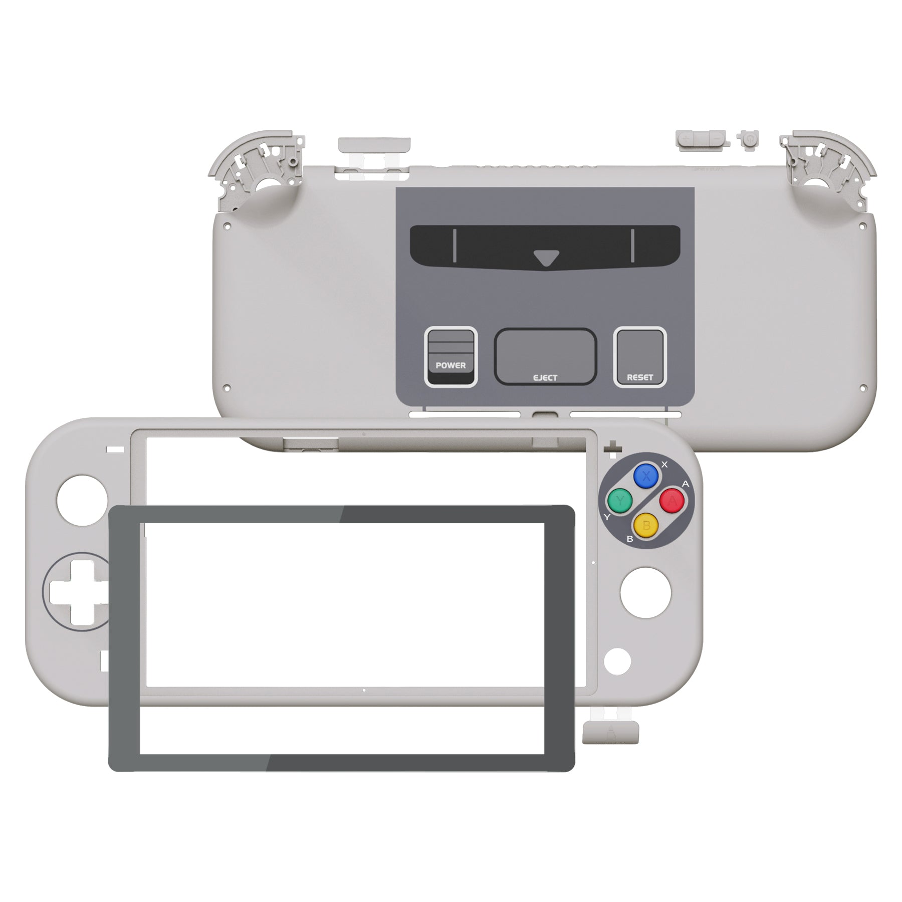 eXtremeRate Retail SFC SNES Classic EU Style DIY Replacement Shell for NS Switch Lite, NSL Handheld Controller Housing with Screen Protector, Custom Case Cover for NS Switch Lite - DLT135