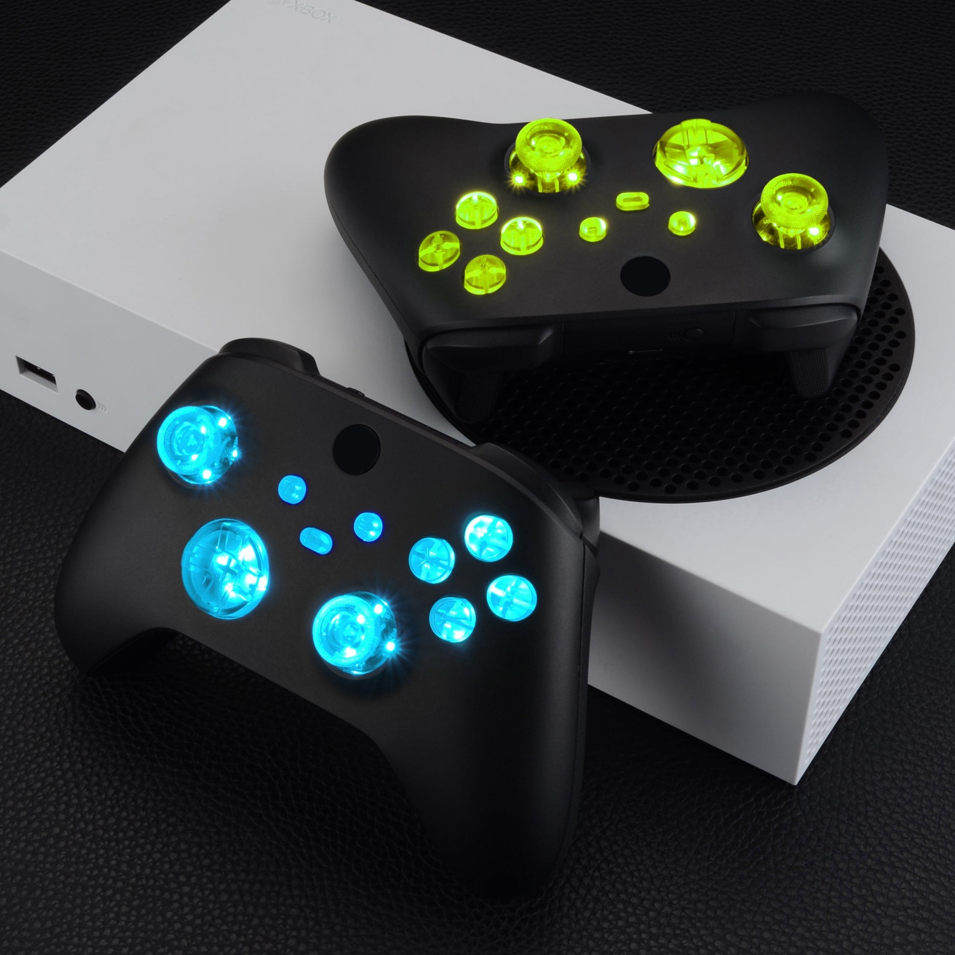 eXtremeRate Retail Multi-Colors Luminated D-pad Thumbsticks Start Back Sync ABXY Buttons for Xbox Series X/S Controller, 7 Colors 9 Modes DTF LED Kit for Xbox Series X/S Controller - Controller NOT Included - X3LED02