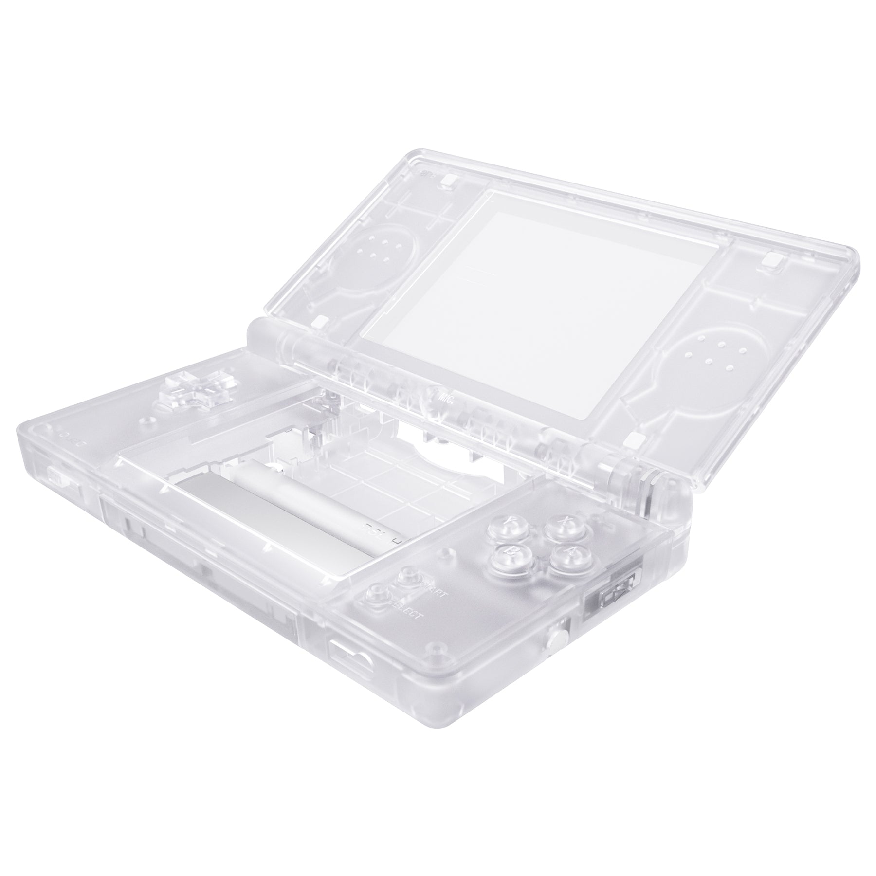 eXtremeRate Retail Clear Replacement Full Housing Shell for Nintendo DS Lite, Custom Handheld Console Case Cover with Buttons, Screen Lens for Nintendo DS Lite NDSL - Console NOT Included - DSLM5001