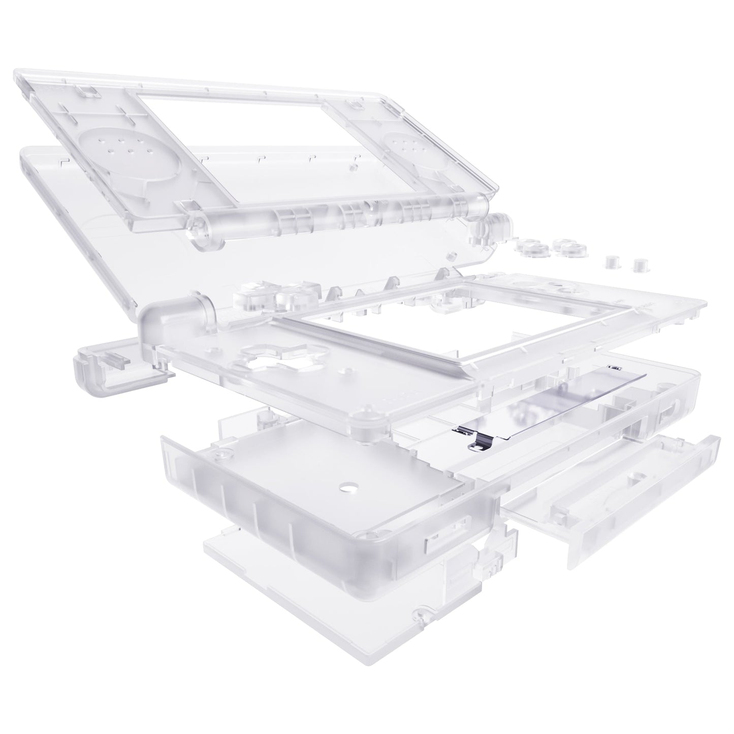 eXtremeRate Retail Clear Replacement Full Housing Shell for Nintendo DS Lite, Custom Handheld Console Case Cover with Buttons, Screen Lens for Nintendo DS Lite NDSL - Console NOT Included - DSLM5001