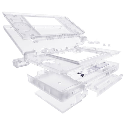 eXtremeRate Retail Clear Replacement Full Housing Shell for Nintendo DS Lite, Custom Handheld Console Case Cover with Buttons, Screen Lens for Nintendo DS Lite NDSL - Console NOT Included - DSLM5001