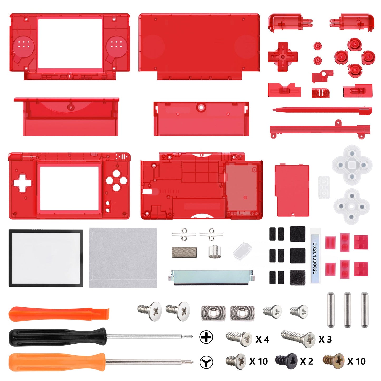 eXtremeRate Retail Clear Red Replacement Full Housing Shell for Nintendo DS Lite, Custom Handheld Console Case Cover with Buttons, Screen Lens for Nintendo DS Lite NDSL - Console NOT Included - DSLM5002