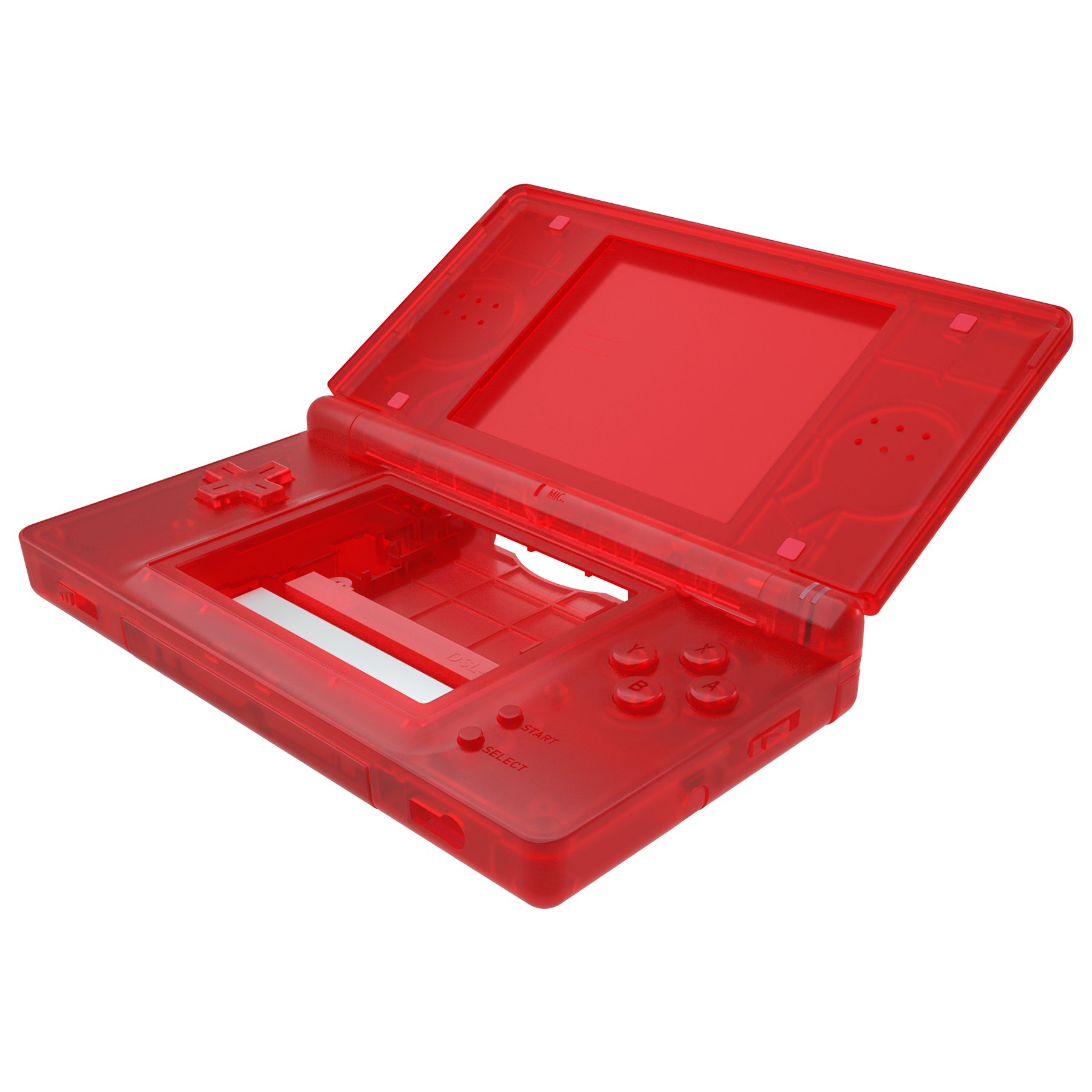 eXtremeRate Retail Clear Red Replacement Full Housing Shell for Nintendo DS Lite, Custom Handheld Console Case Cover with Buttons, Screen Lens for Nintendo DS Lite NDSL - Console NOT Included - DSLM5002