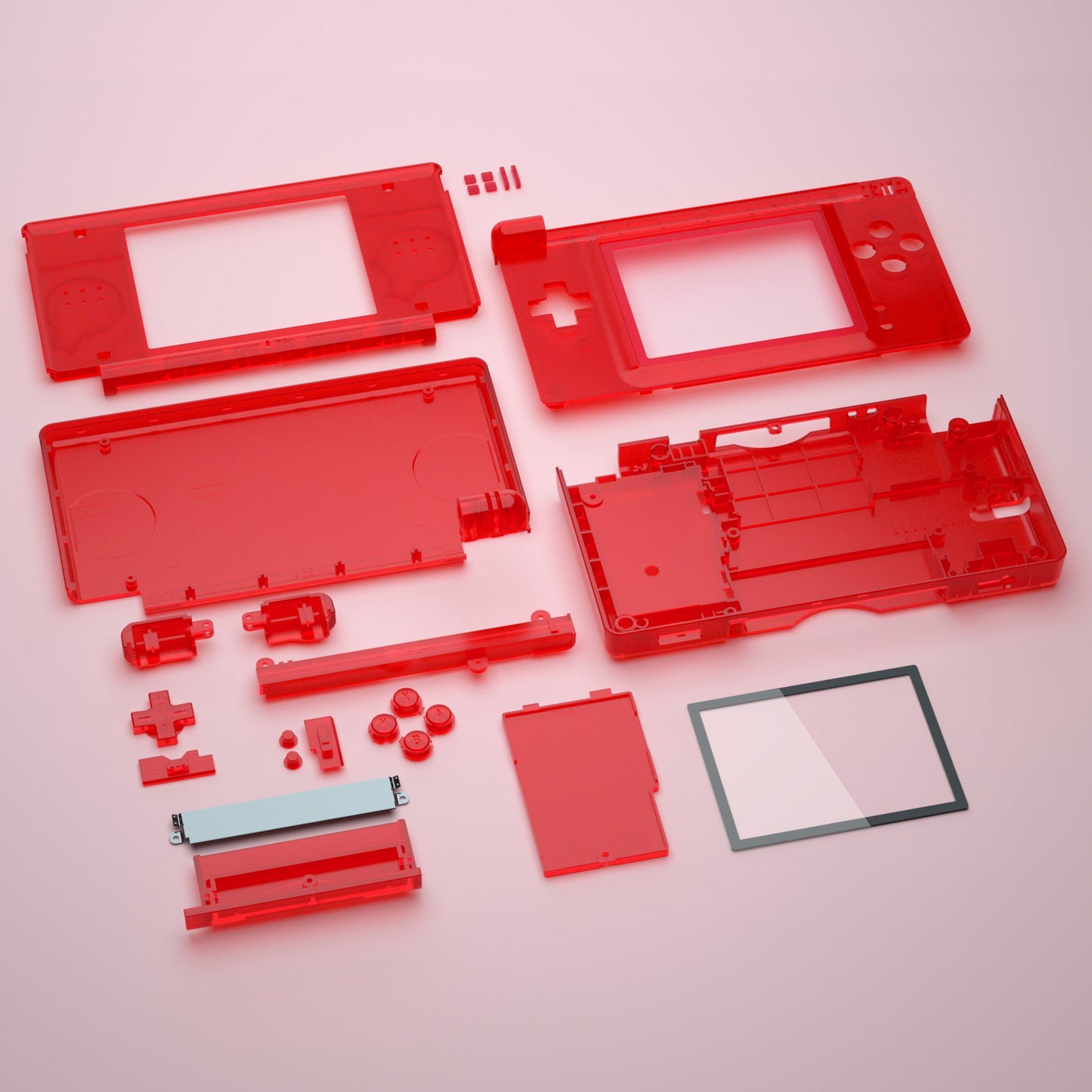 eXtremeRate Retail Clear Red Replacement Full Housing Shell for Nintendo DS Lite, Custom Handheld Console Case Cover with Buttons, Screen Lens for Nintendo DS Lite NDSL - Console NOT Included - DSLM5002