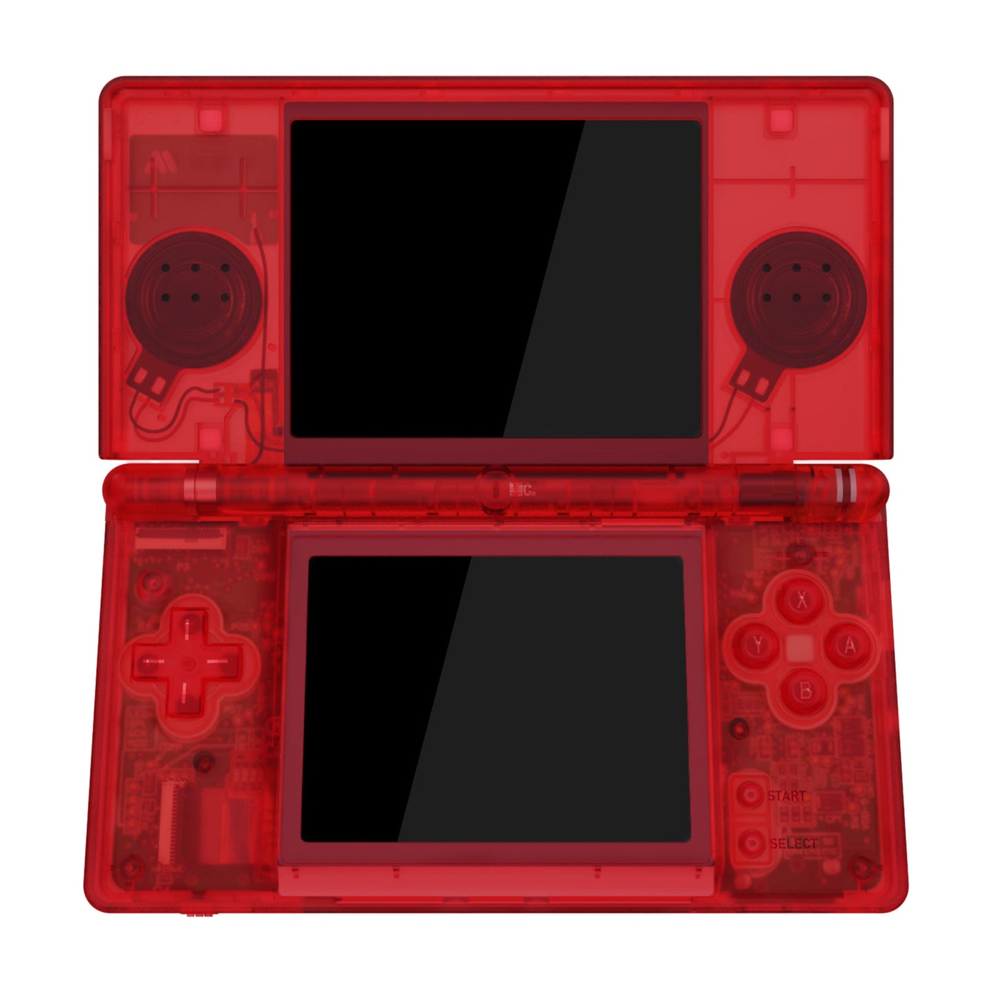 eXtremeRate Retail Clear Red Replacement Full Housing Shell for Nintendo DS Lite, Custom Handheld Console Case Cover with Buttons, Screen Lens for Nintendo DS Lite NDSL - Console NOT Included - DSLM5002